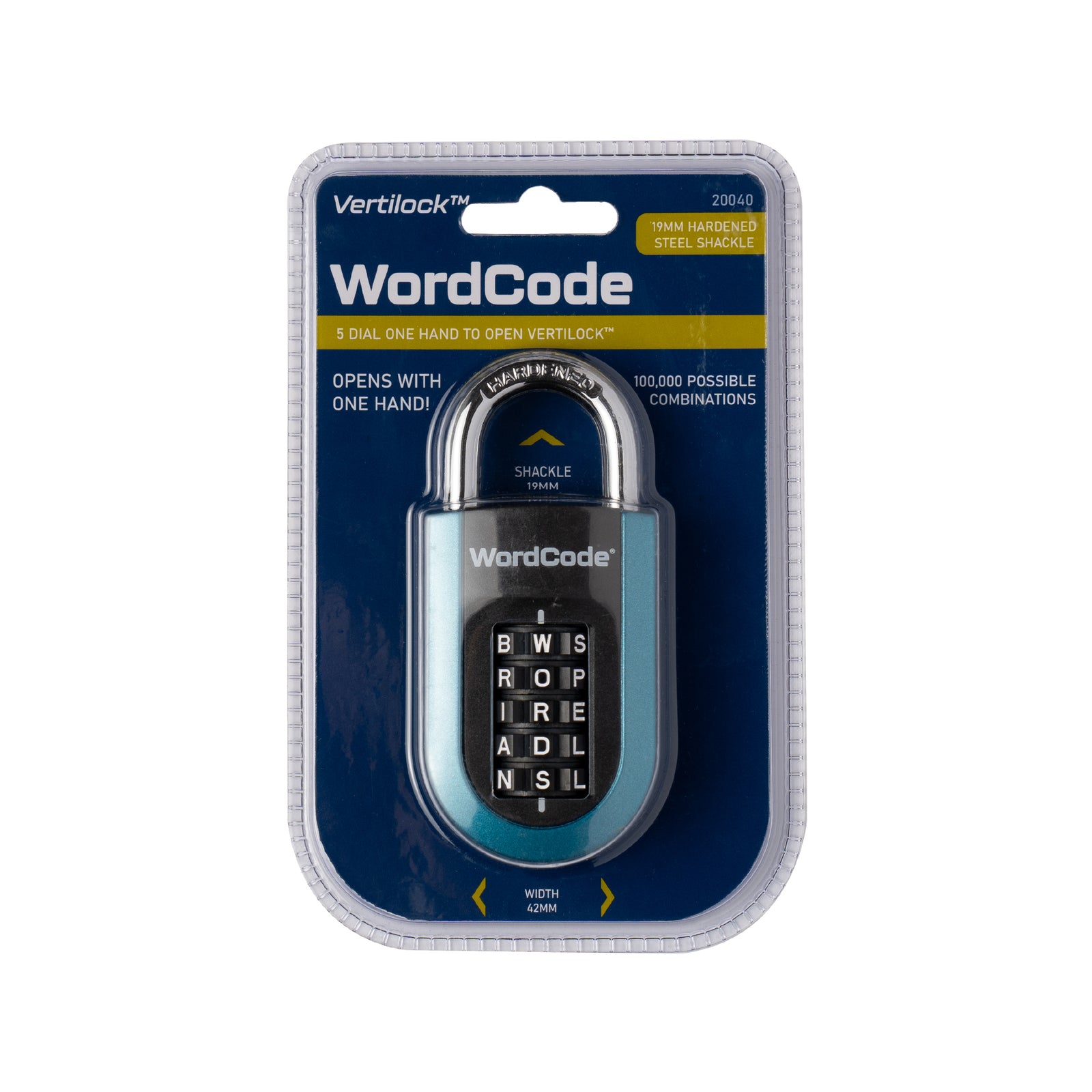 Wordcode 43 x 92mm Steel Vertilock 5 Dial Stacker Combination Padlock