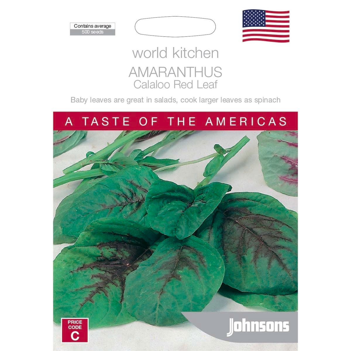 Johnsons World Kitchen Amaranthus Callaloo Red Leaf Vegetable Seeds