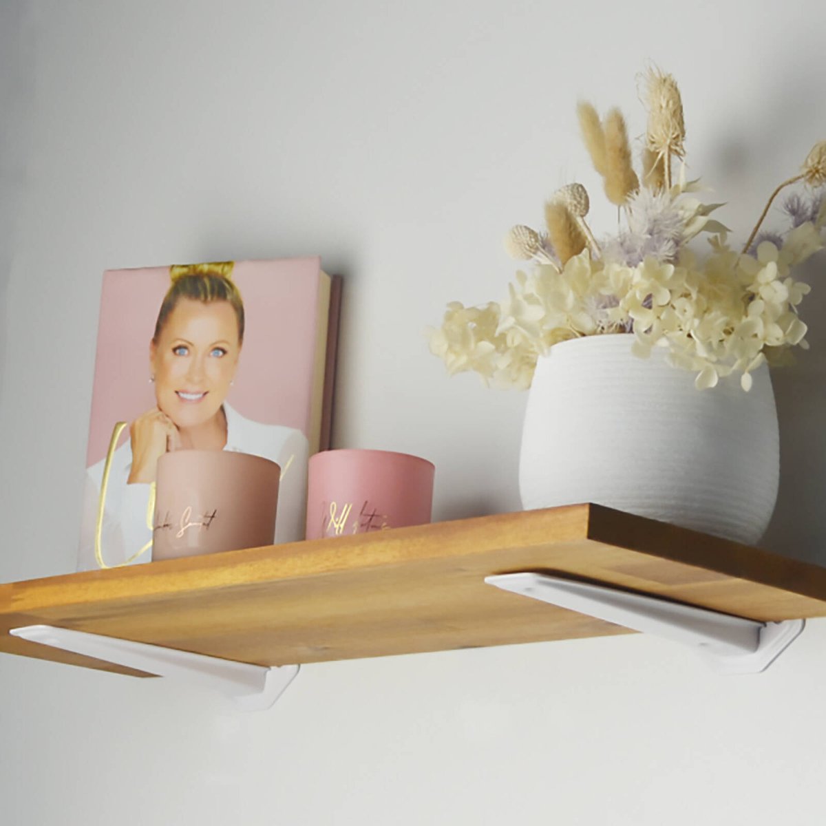 Carinya 189 x 39mm White Powder Coated Steel Floating Shelf Bracket 50kg