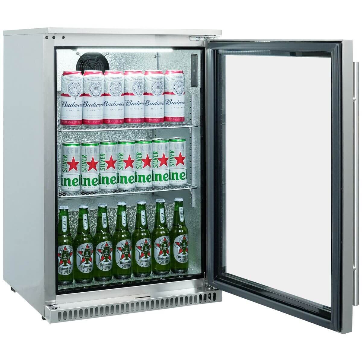 Bosston Grills 118L single door alfresco fridge - 304 stainless steel, right hinge, lockable - NAPSDRH