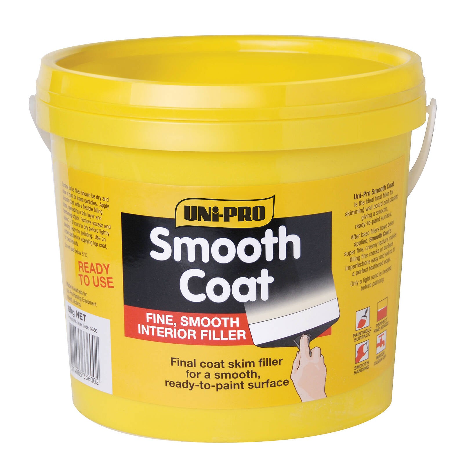 Uni-Pro 6kg Smooth Coat Skim Filler, Powdered Paintable Sandable, Indoor