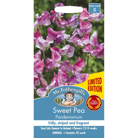 Mr Fothergill's Sweet Pea Pandemonium Flower Seeds, Scented Pink Blooms