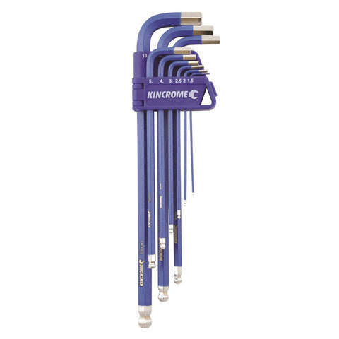 Kincrome 9 Piece Metric Ball Point Hex Key Set, Chrome Vanadium Steel with Case