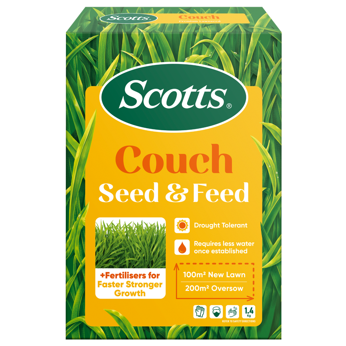 Scotts Lawn Builder Couch Lawn Seed 1.4kg Seed + Fertiliser Benefits - SuperSaverAU - view 1