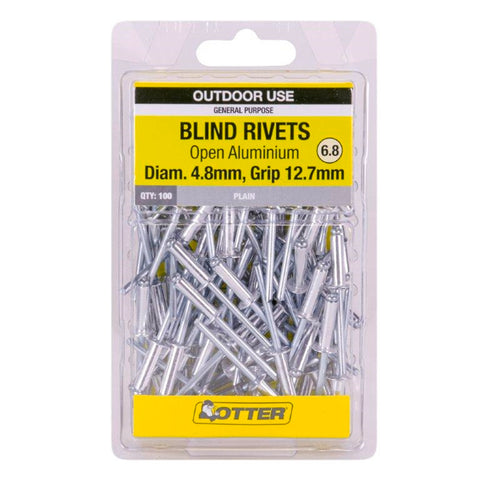 Otter 4.8 x 12.7mm Open Aluminium Blind Rivets 100 Pack