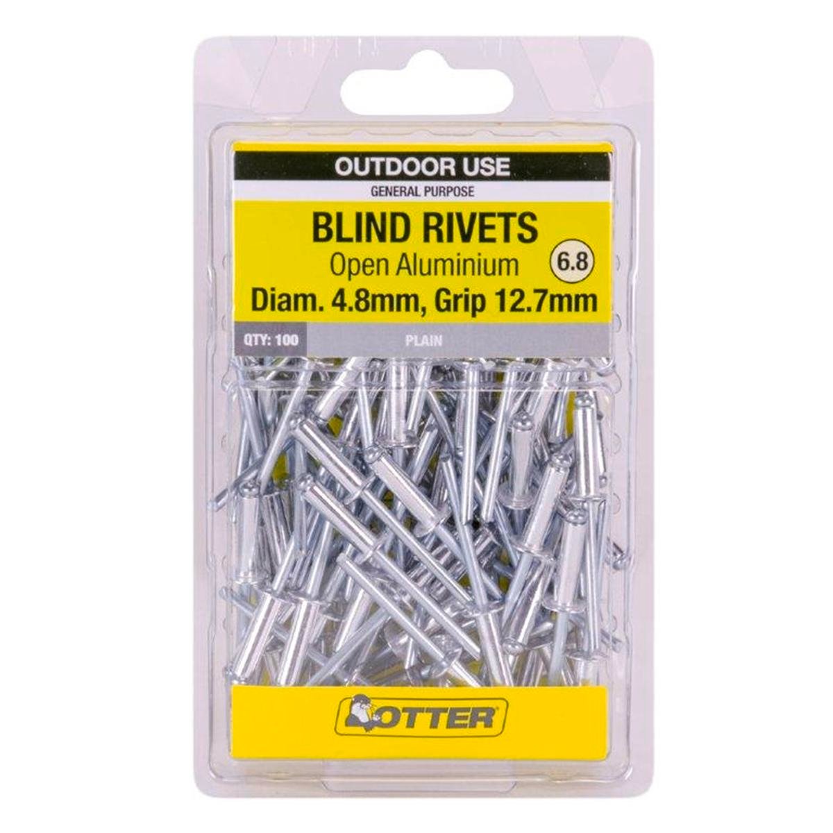 Otter 4.8 x 12.7mm Open Aluminium Blind Rivets 100 Pack