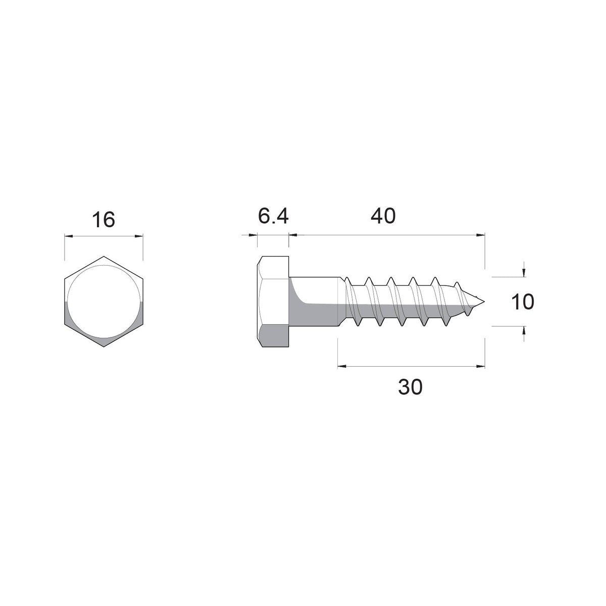 ZENITH M10 x 40mm Galvanised Black Hex Head Coach Screw
