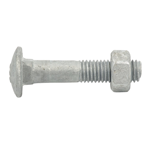 Zenith M10 x 50mm Hot Dip Galvanised Cup Head Bolt and Nut - Each