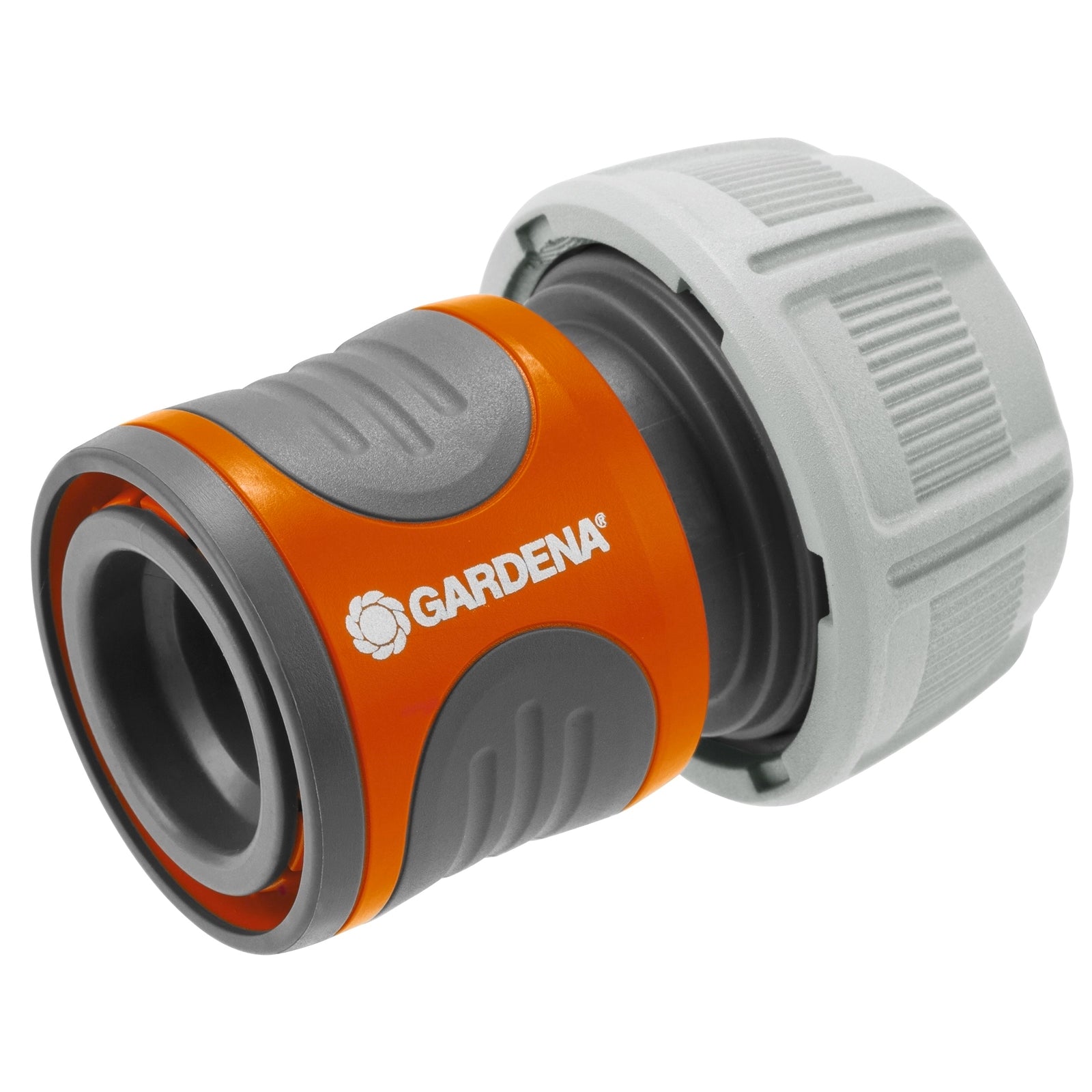 GARDENA 19mm Hose Connector with Soft Grip - Grey/Orange Plastic Outdoor Fitting