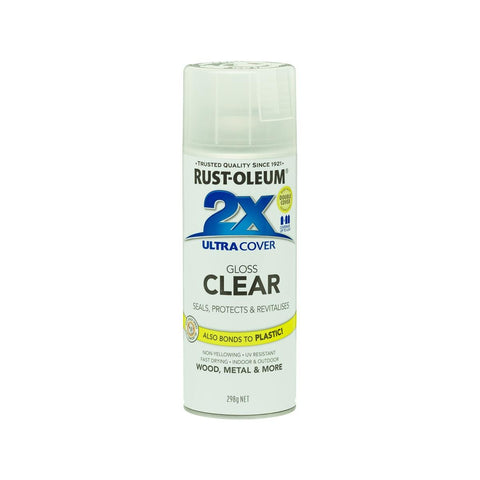Rust-Oleum 2X Ultra Cover Gloss Clear Spray Paint 298g - Spray - Durable - Fast-Drying - SuperSaverAU - view 1