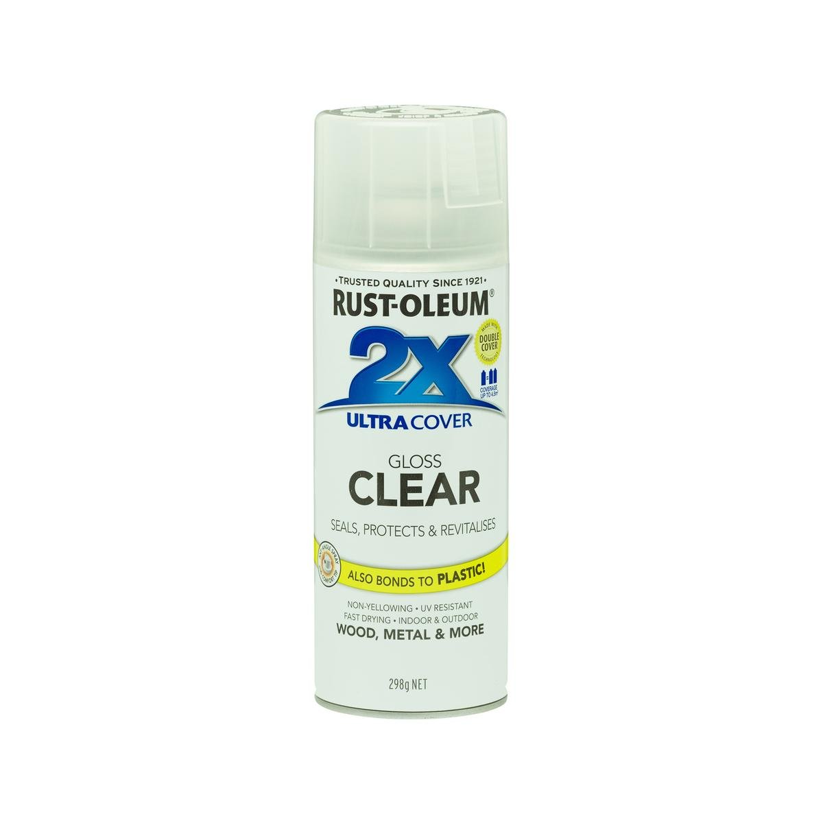 Rust-Oleum 2X Ultra Cover Gloss Clear Spray Paint 298g - Spray - Durable - Fast-Drying - SuperSaverAU - view 1