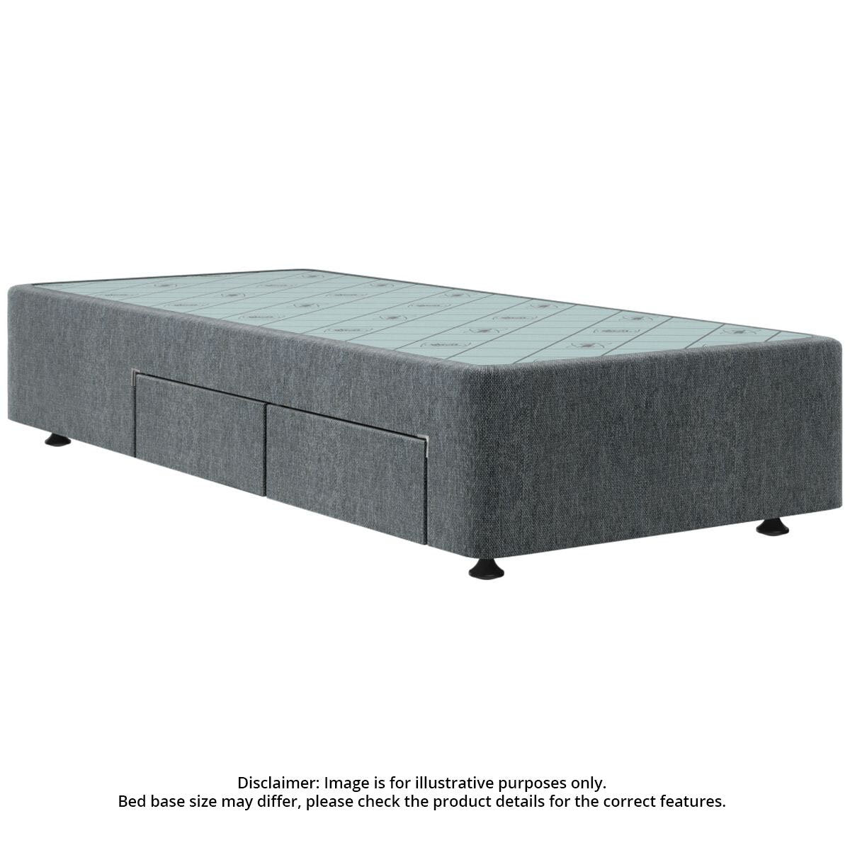 Sealy Spacesaver King Single Bed Base - Left Side Drawer, Charcoal, 40kg Drawer Capacity - SVL-CHA-KSG