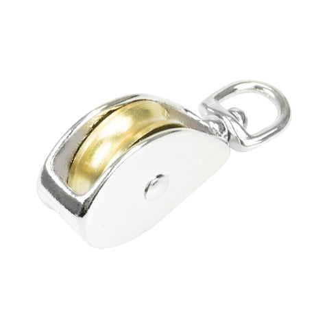 Pinnacle 50mm Nickel Plated Brass Pulley - 200kg Rated Single Sheave