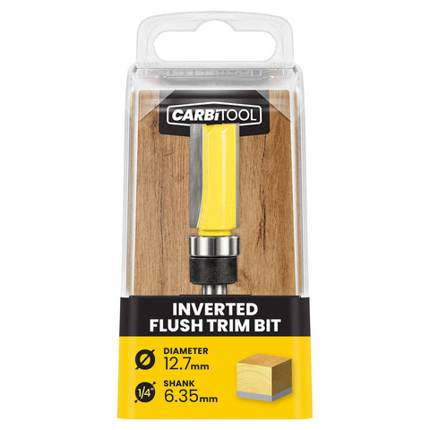 Carbitool 12.7mm TCT Inverted Flush Trim Router Bit, Double Flute