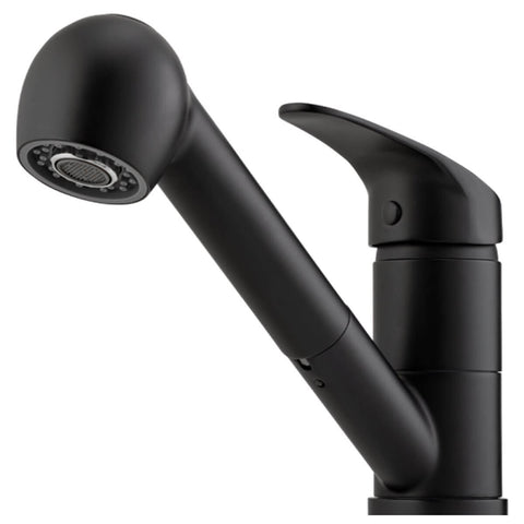 Oliveri Pull Out Spray Kitchen Mixer Tap - Matte Black, Brass Body, 360 Degree Swivel - LON580FMB-P