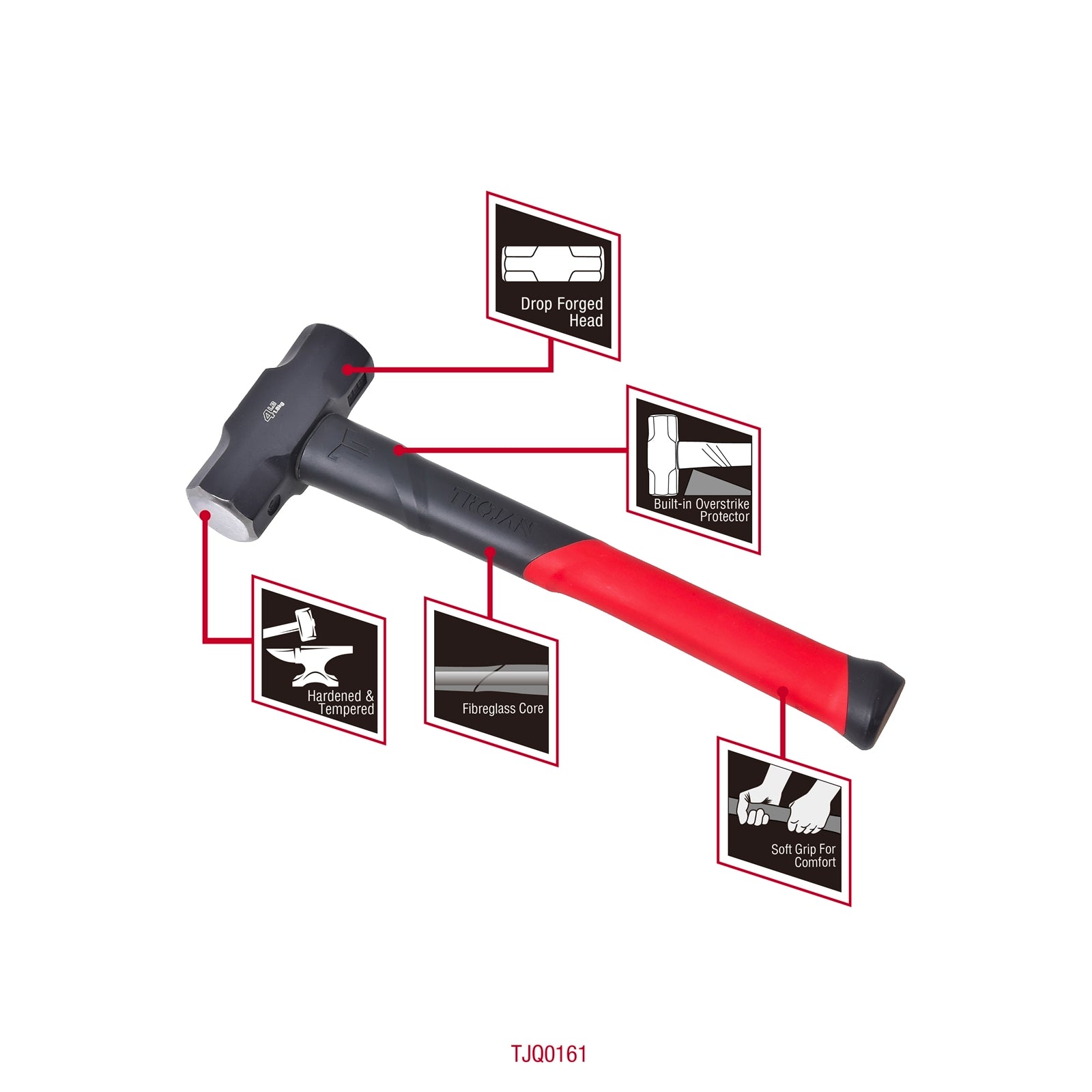 Trojan 4lb 1.8kg Fibreglass Handle Sledge Hammer