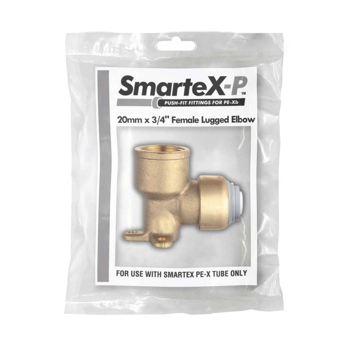 SmarteX-PEX 20 x 20mm Female Lugged Elbow, Lead Free Brass Push-Fit