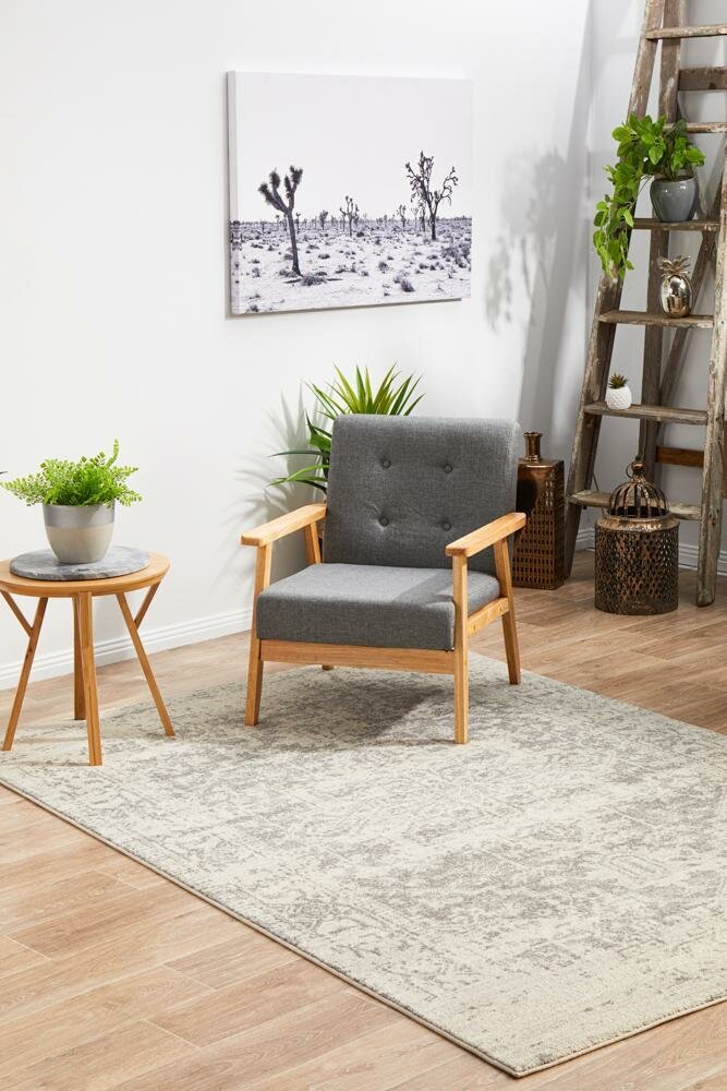 Rug Culture Evoke Extra Large Rug 330x240cm - White Silver Power Loomed Polypropylene - EVO253WSIL330X240