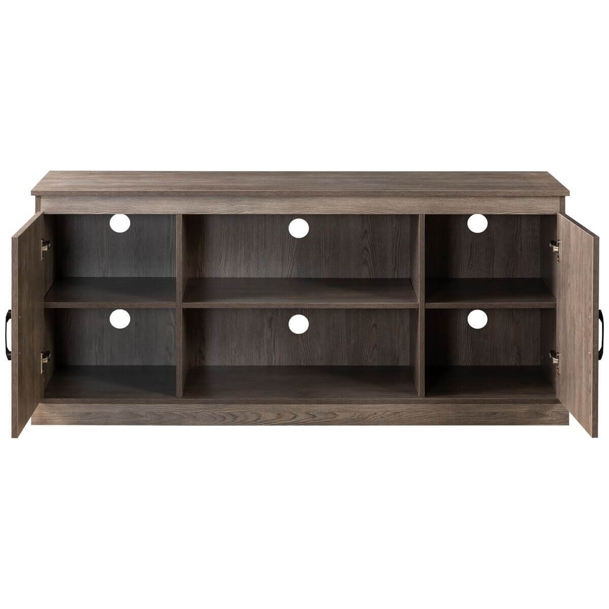 Zinus Wade TV Cabinet - Brown - Three Adjustable Shelves - Cord Ports - Hidden Storage - AU-UTOTV1-16G
