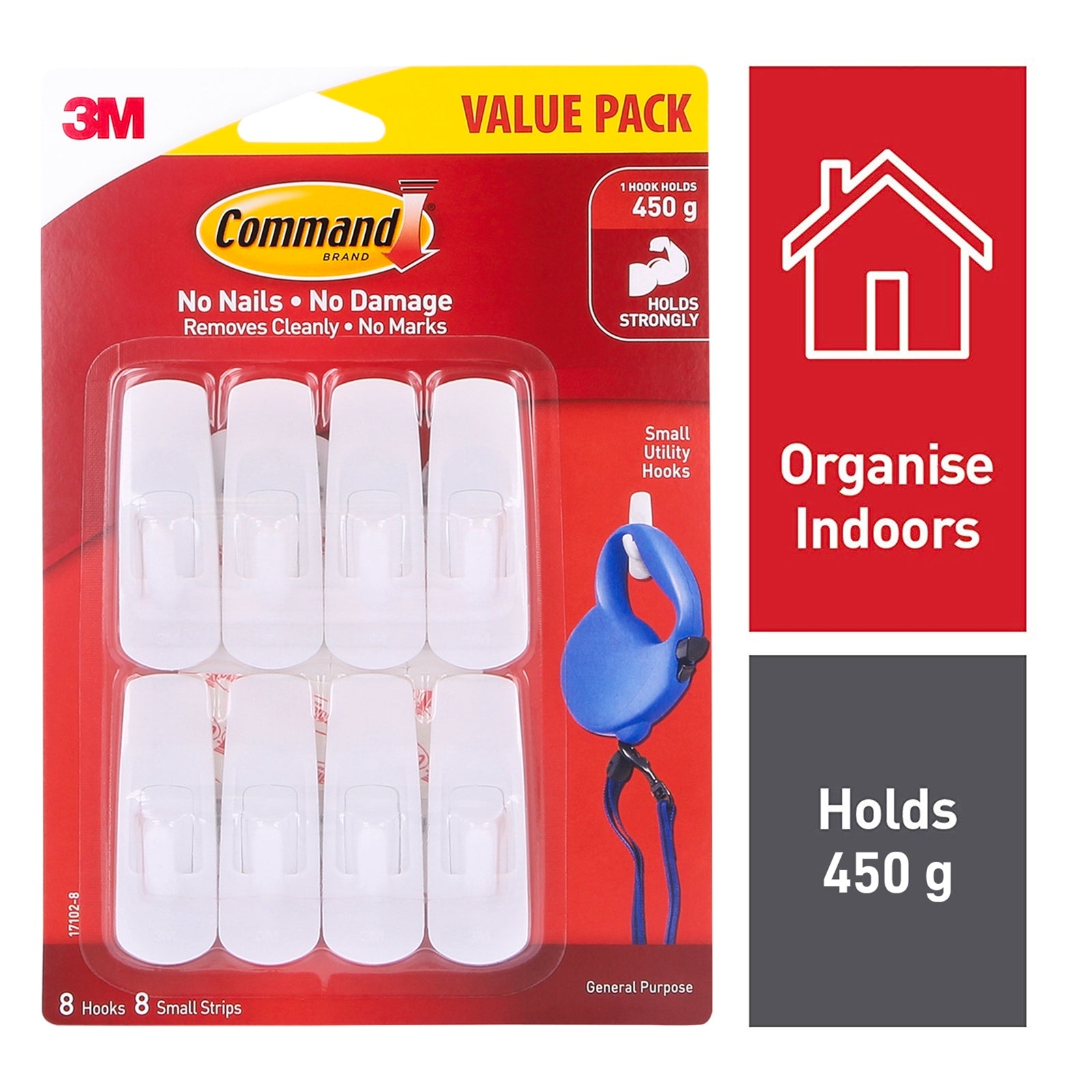Command Small White Plastic Adhesive Hooks 8 Pack