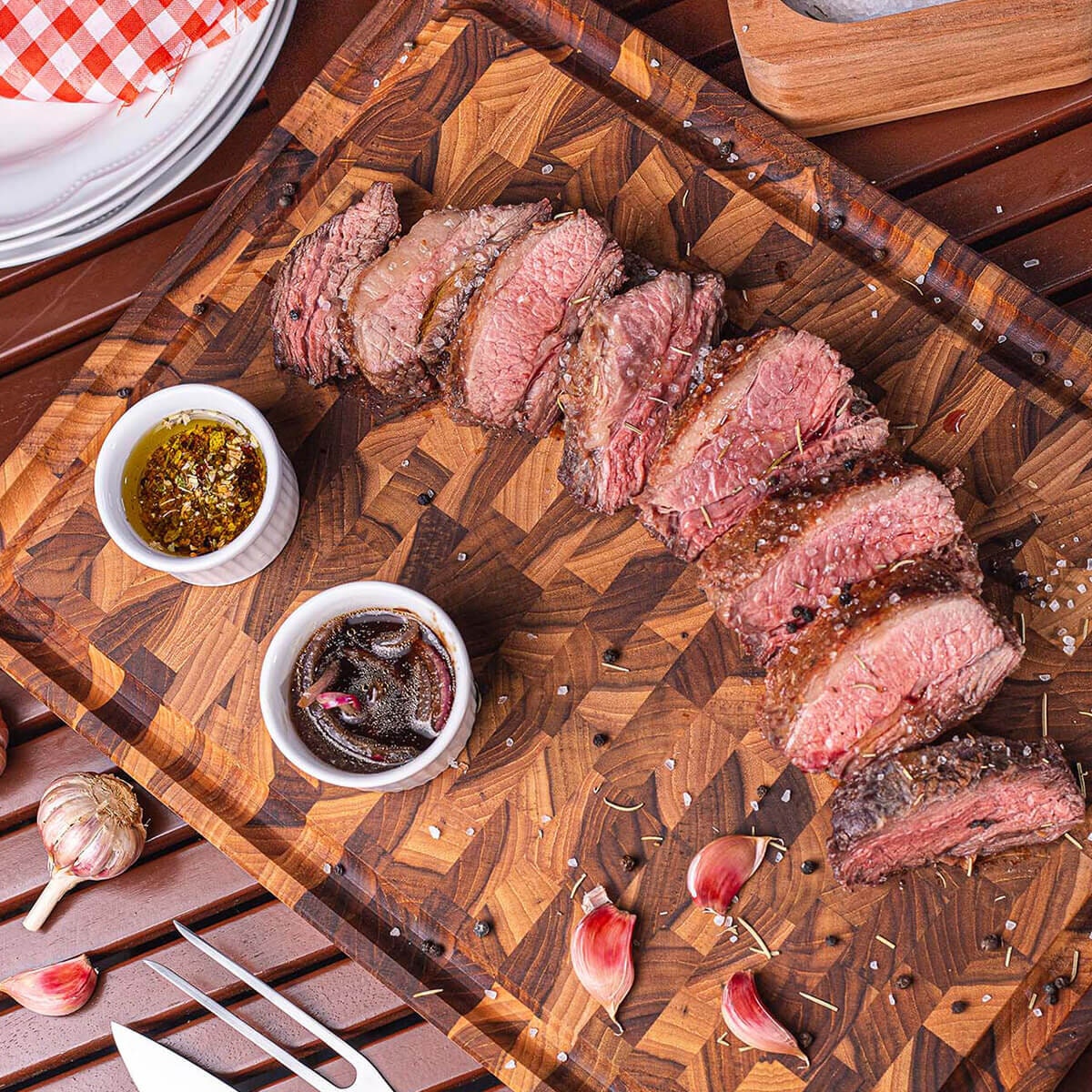 Tramontina Churrasco FSC Teak Wood Cube End Grain BBQ Board - 2.5kg - Natural Finish - 13422351