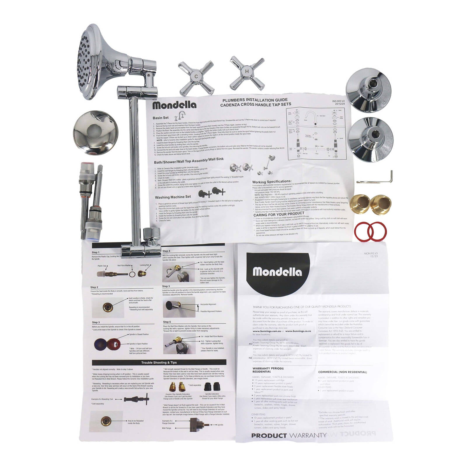 Mondella Cadenza Chrome 1/2 Turn All Directional Shower Set 9L/min WELS 3 Star