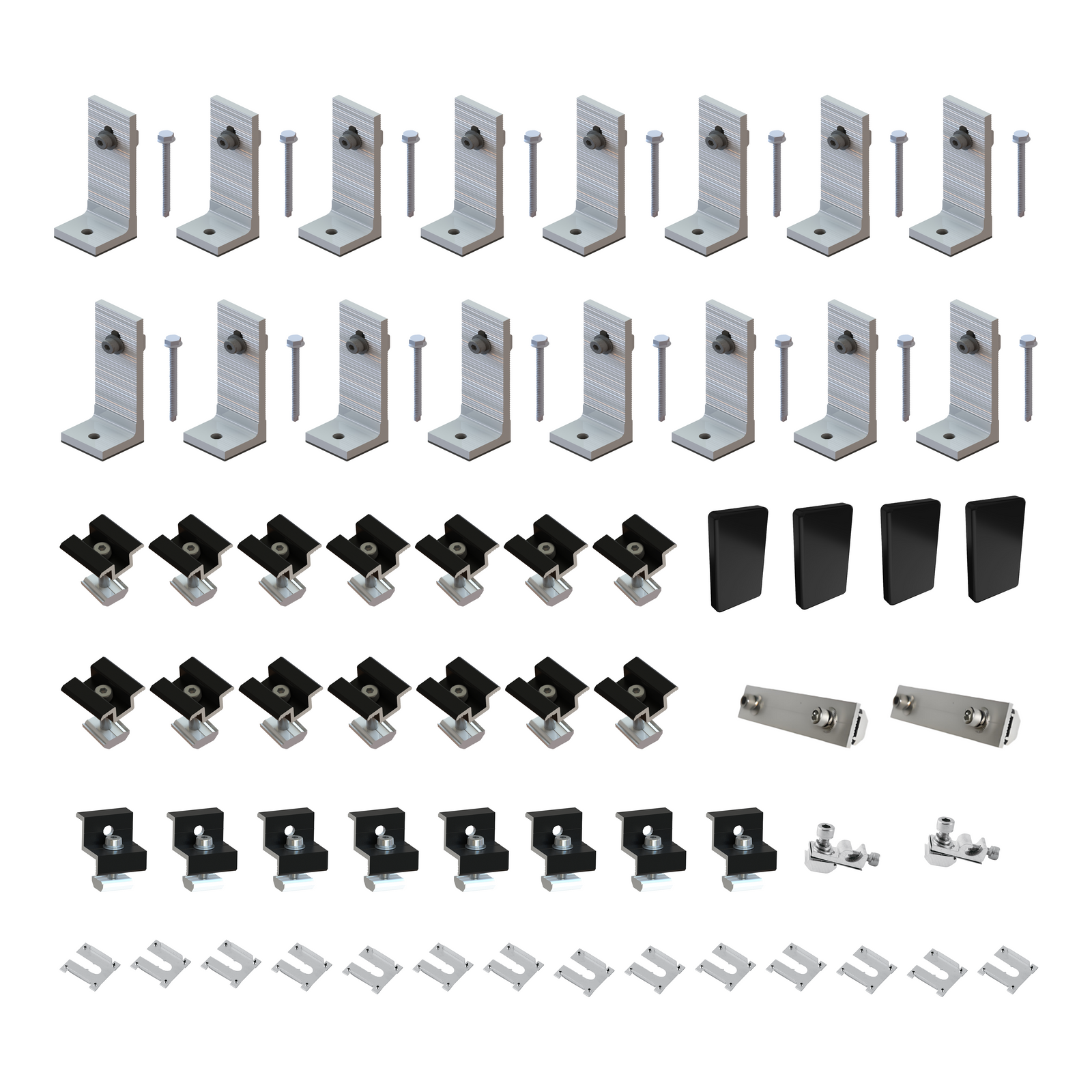 POWERBAY Black Tin Roof Mounting Kit 30/35mm for 8 Solar Panels Aluminium Stainless