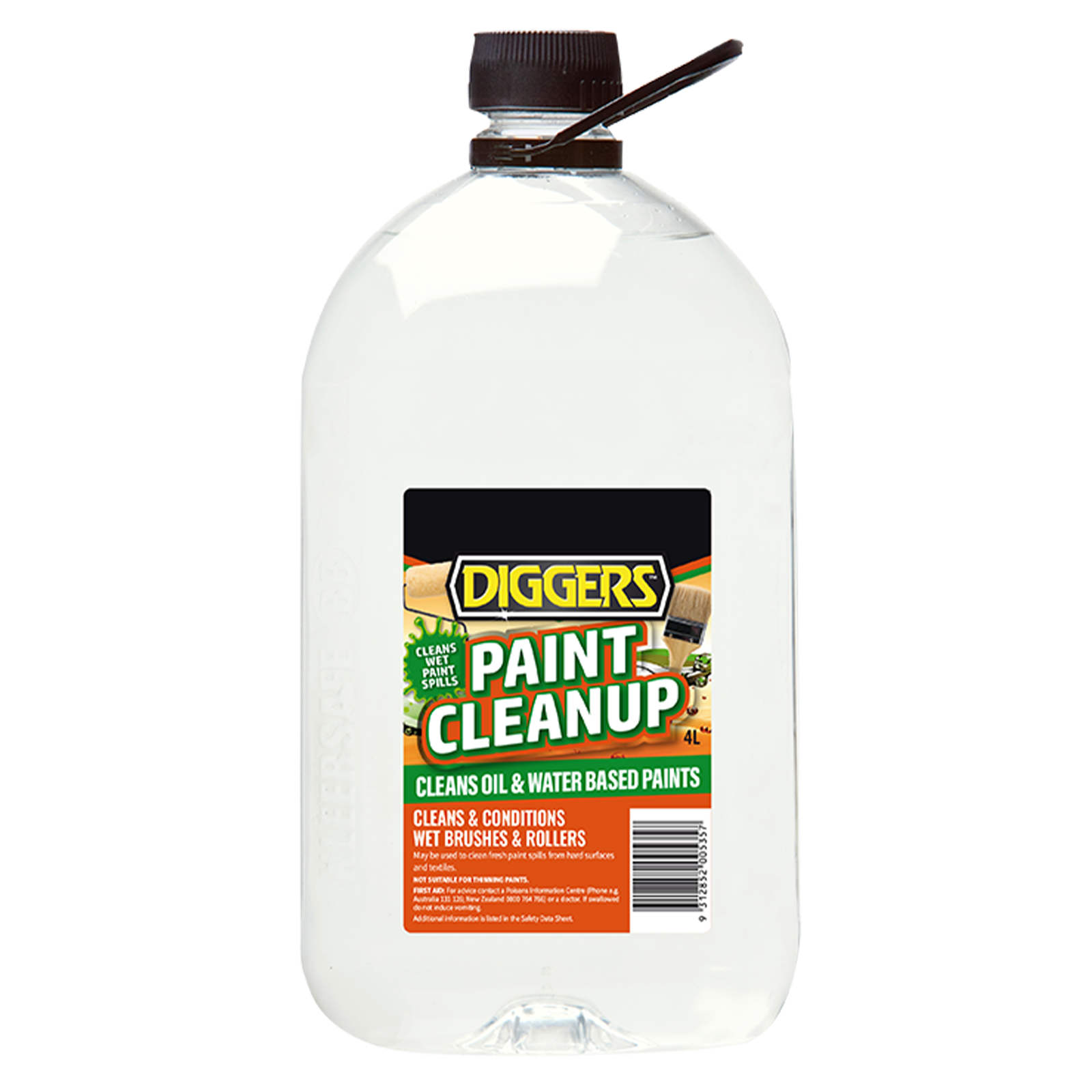 Diggers Paint Cleanup 4L Water Based Liquid Indoor Outdoor