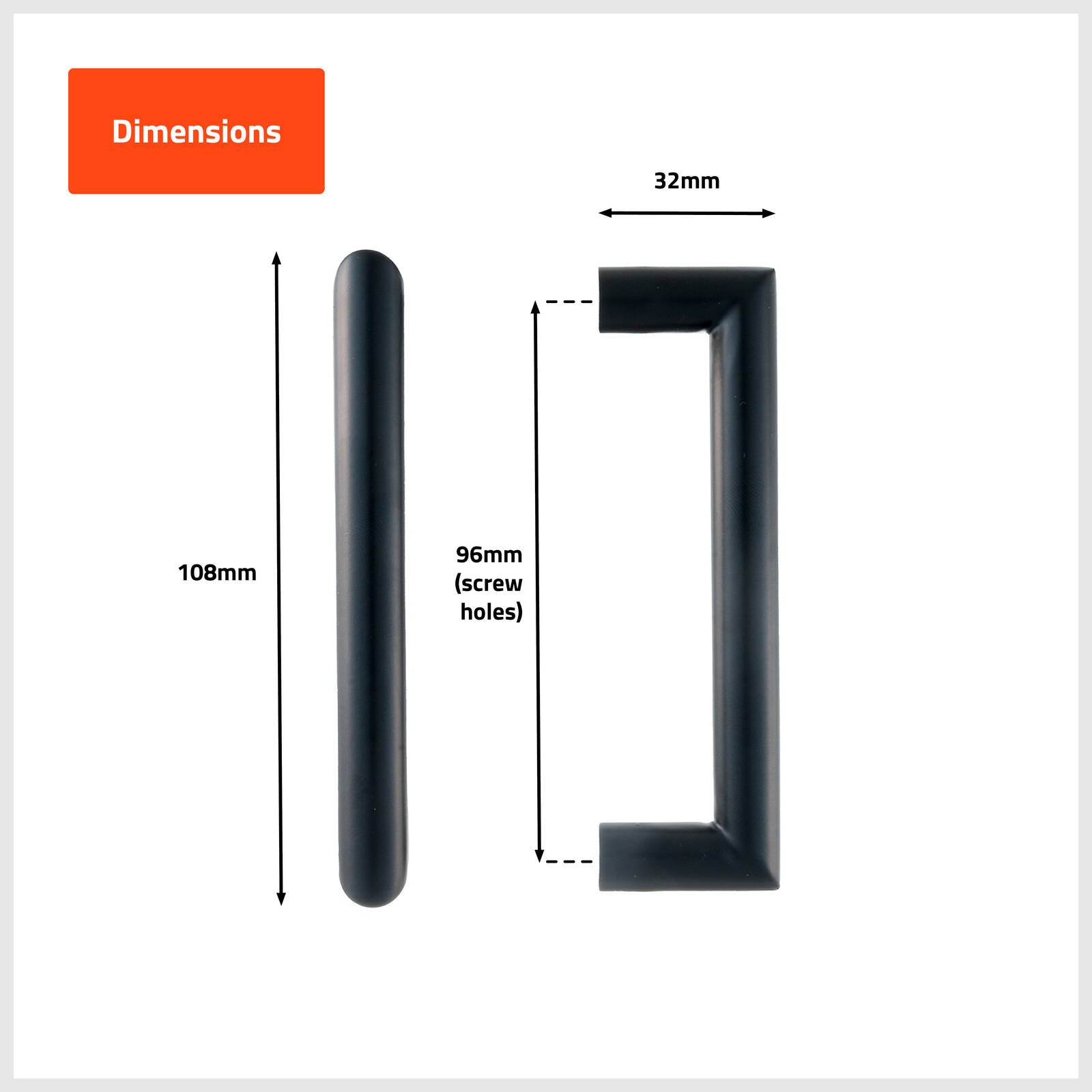 Taskmaster 96mm Matte Black Hollow Round Cabinet Handle Steel 4 Pack