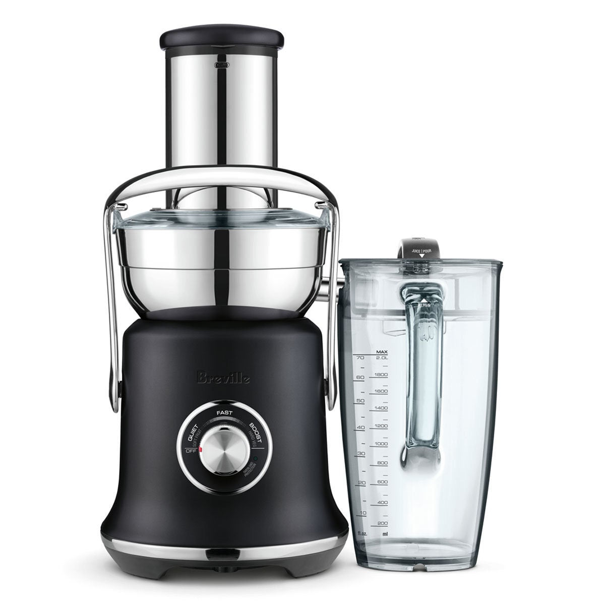 Breville Juice Fountain Cold XL Juicer 1500W - Black Truffle, 88mm Chute, 2L Seal and Store Jug - BJE830BTR