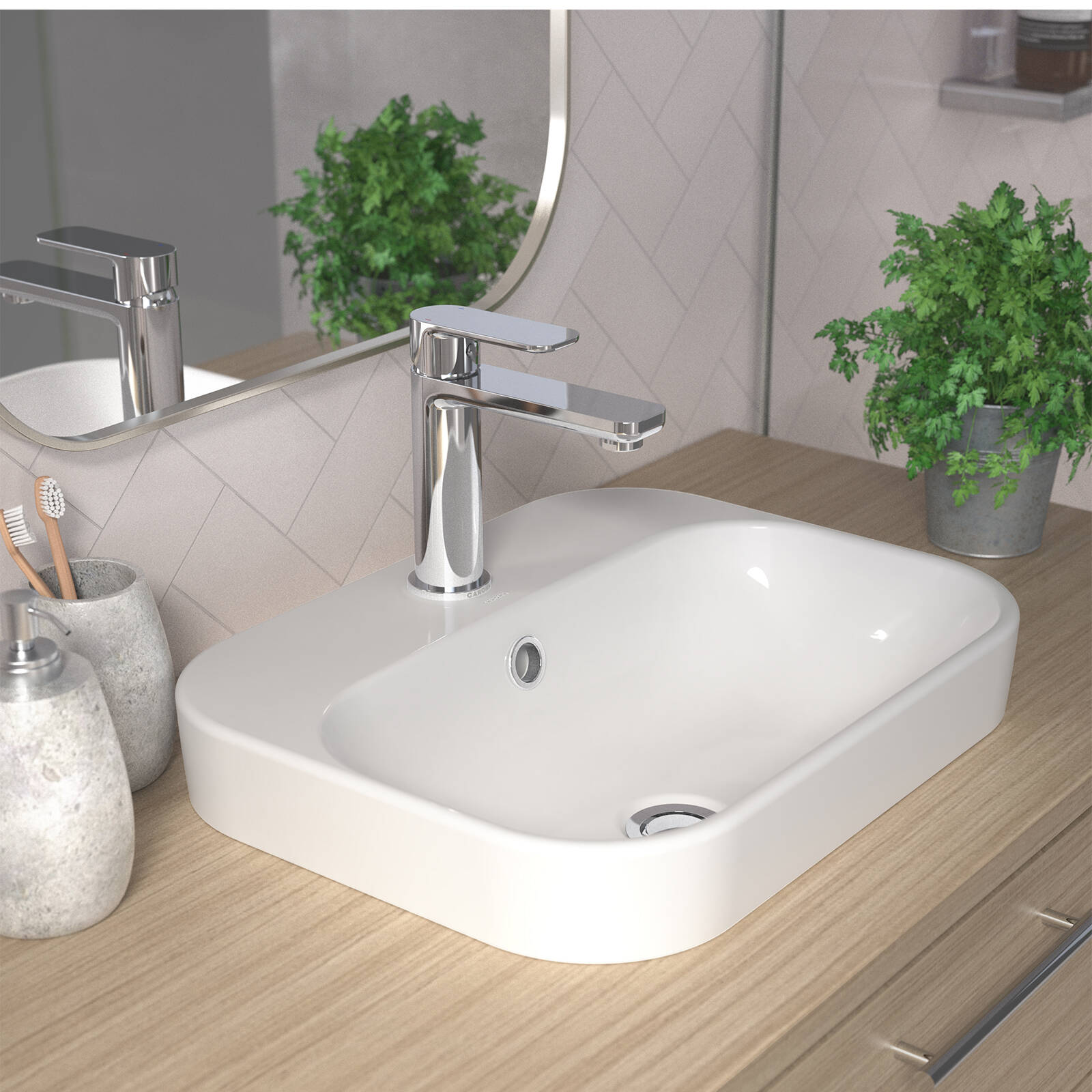 Caroma Luna Basin Mixer, Polished Chrome, WELS 6 Star 4.5L/min, Lead-Free Brass