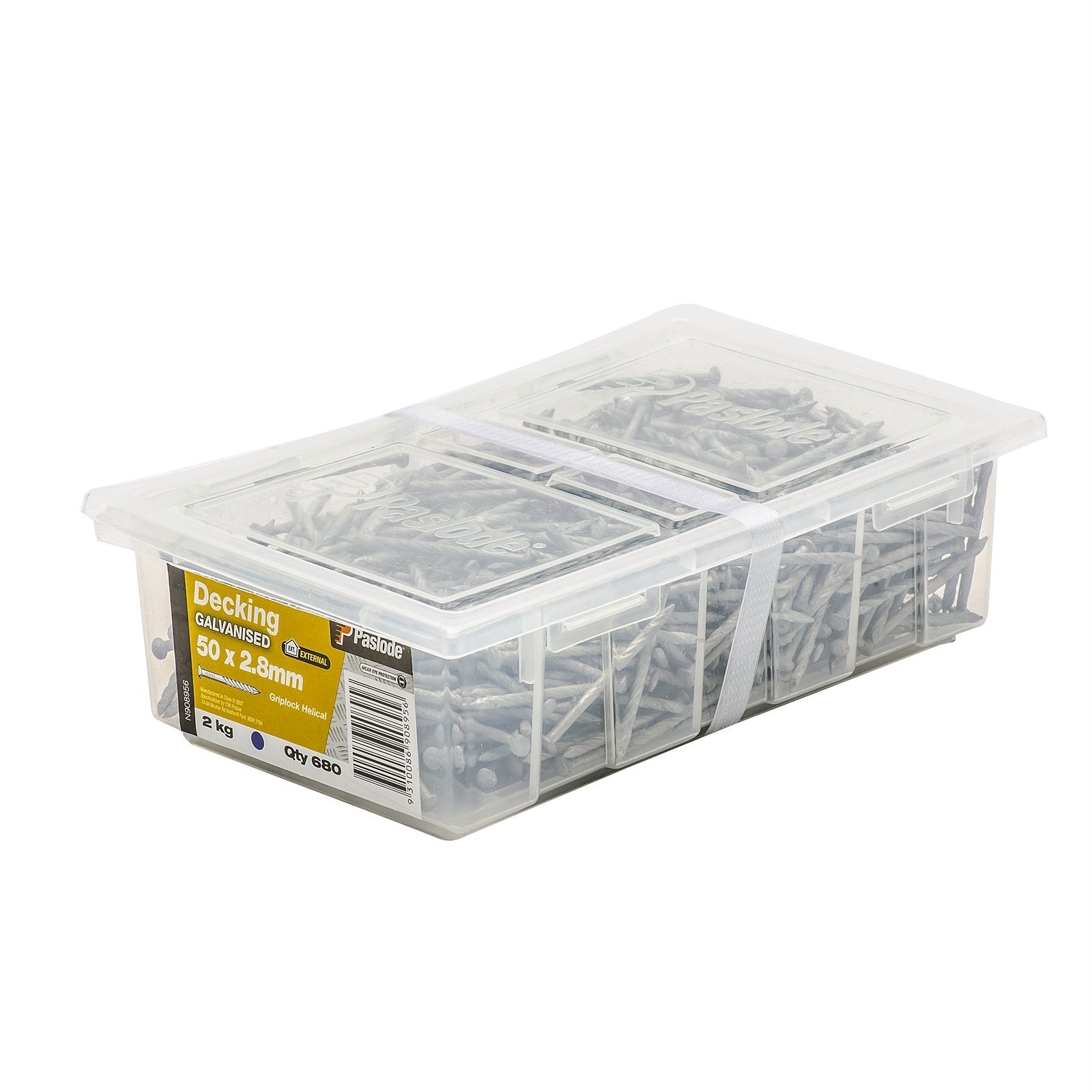 Paslode 50 x 2.8mm Griplock Galvanised Nails - 680 Pack, 2kg, Decking