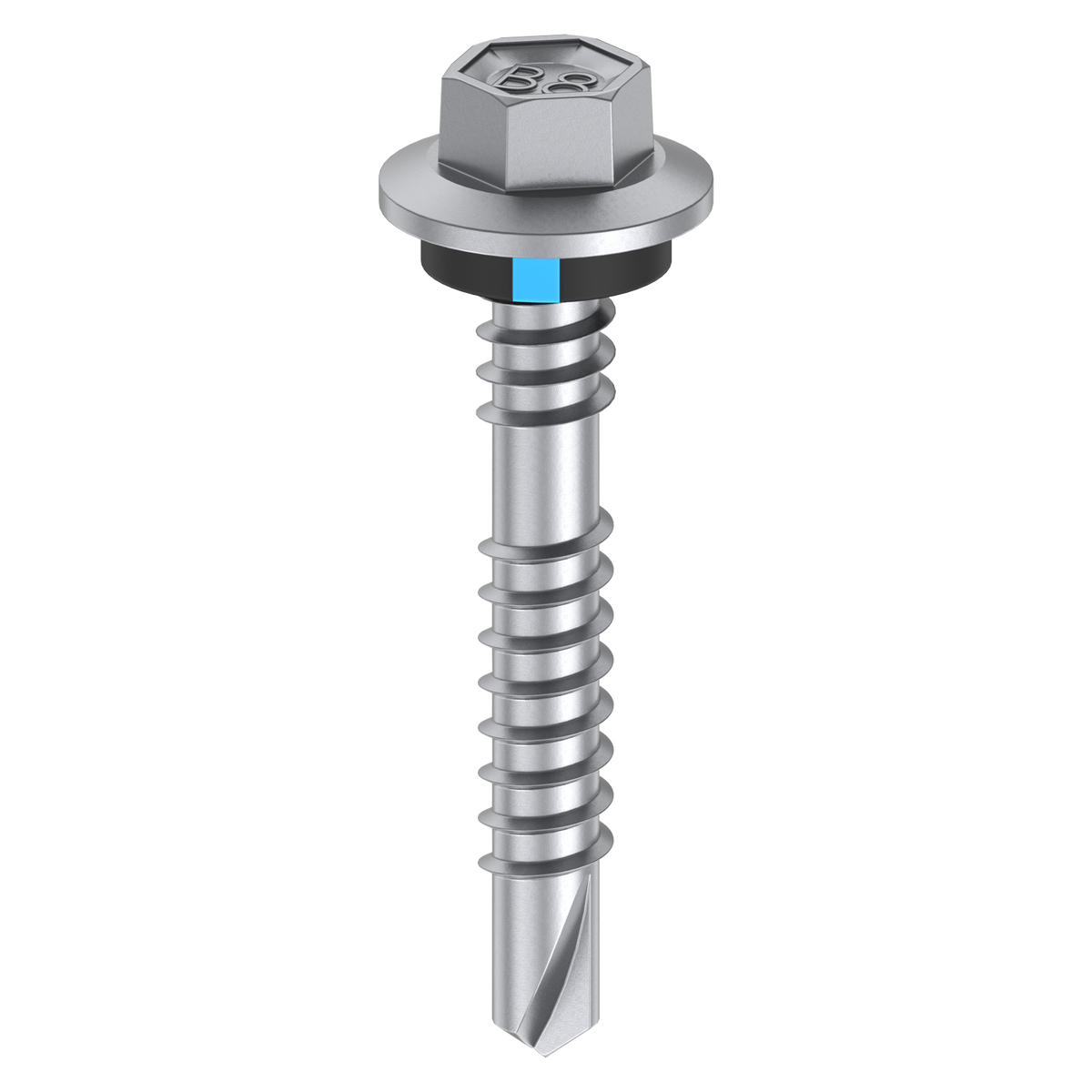 Bremick 12g x 39mm Hex Roofing Screw, Carbon Steel B8 Coating, Sealed Head Drill Point - 50 Pack