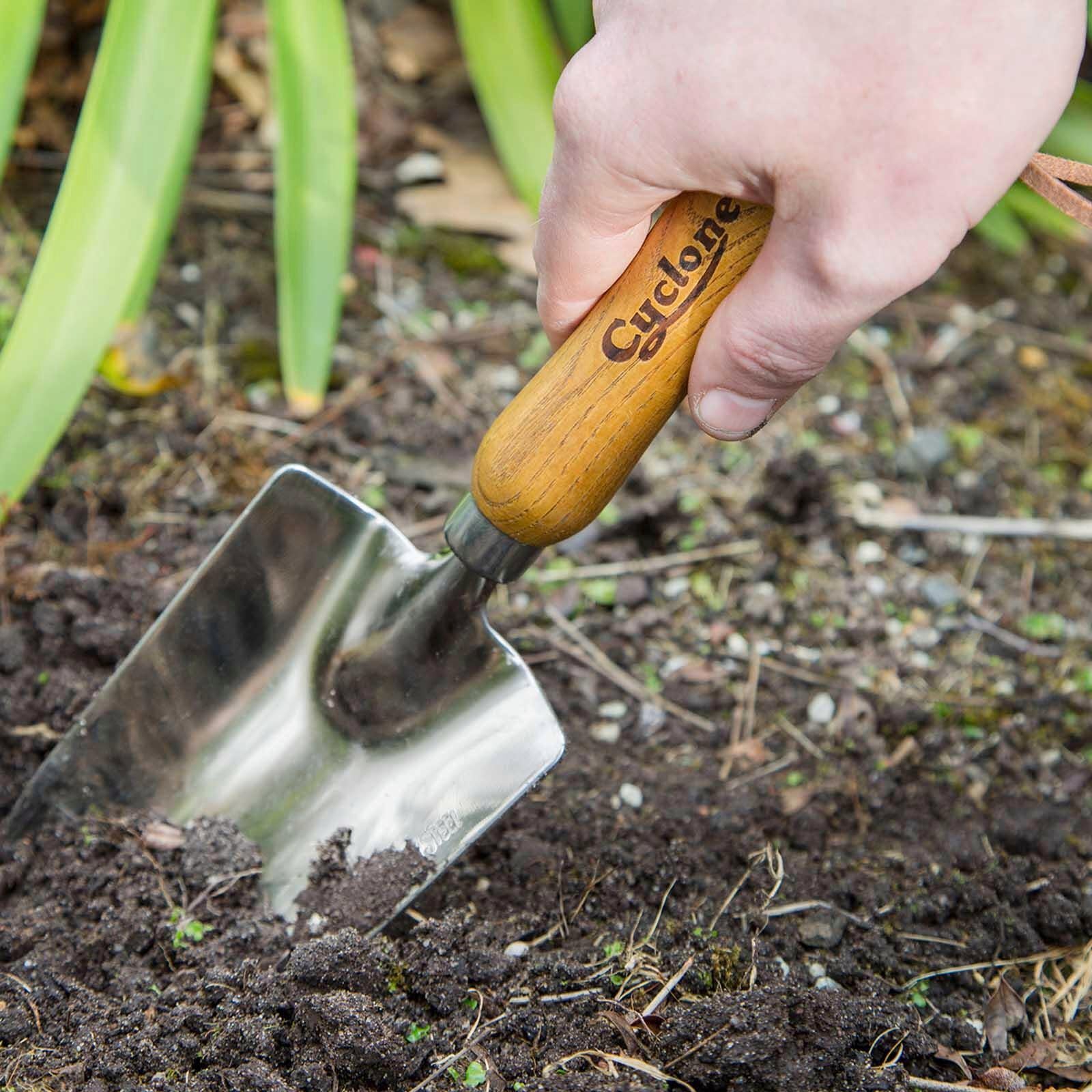 Cyclone Stainless Steel Garden Trowel with Timber Handle