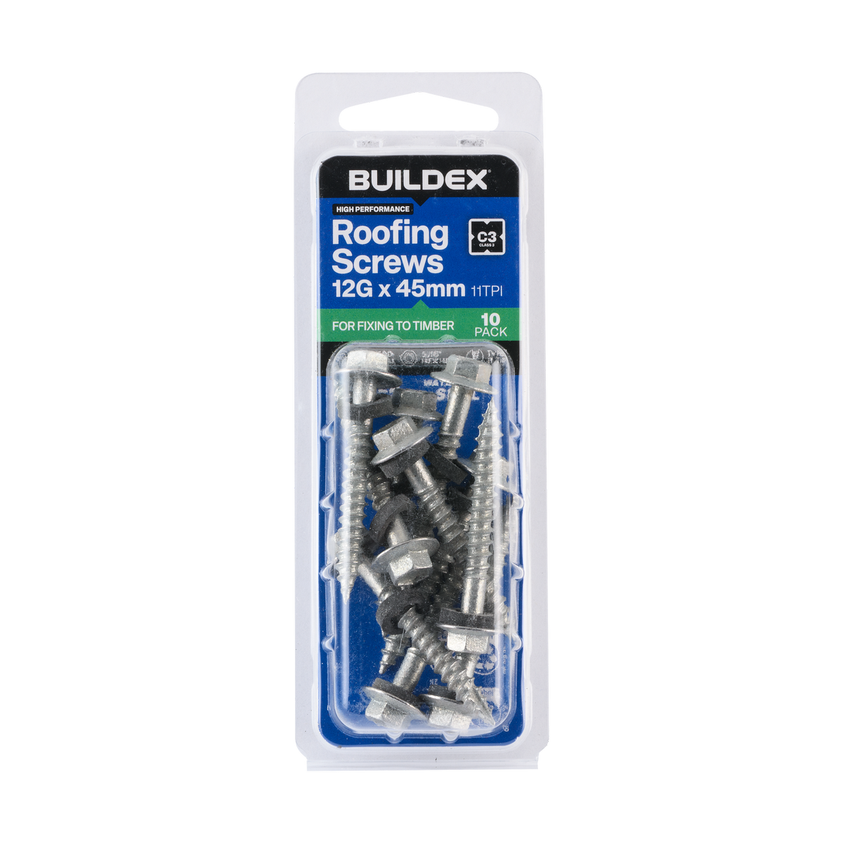 Buildex Cladding Screws 12g x 45mm - Pack of 10 - Zinc-Alloy - Type 17 - SuperSaverAU - view 1