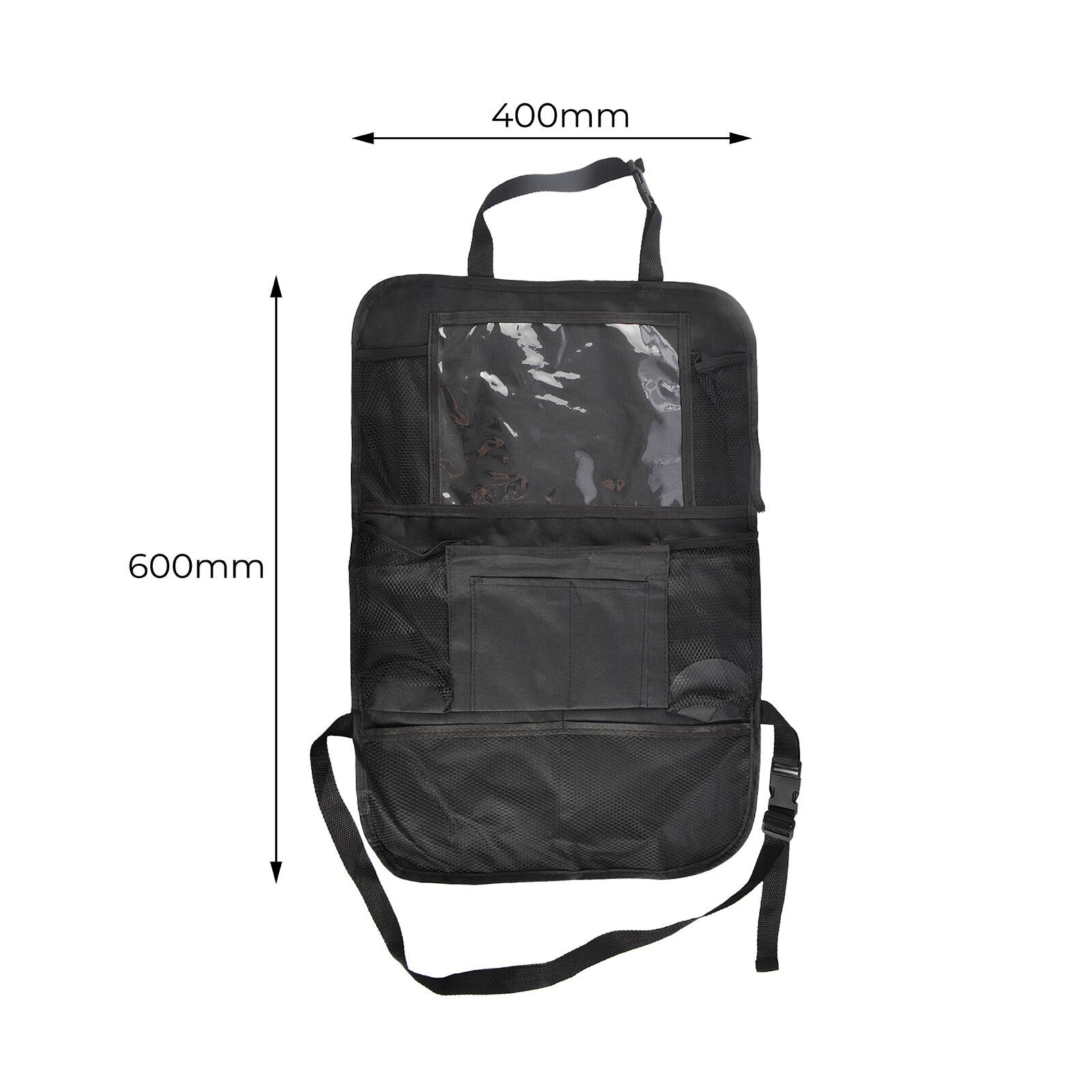 All Set 400 x 600mm Black Car Seat Organiser with Multiple Compartments