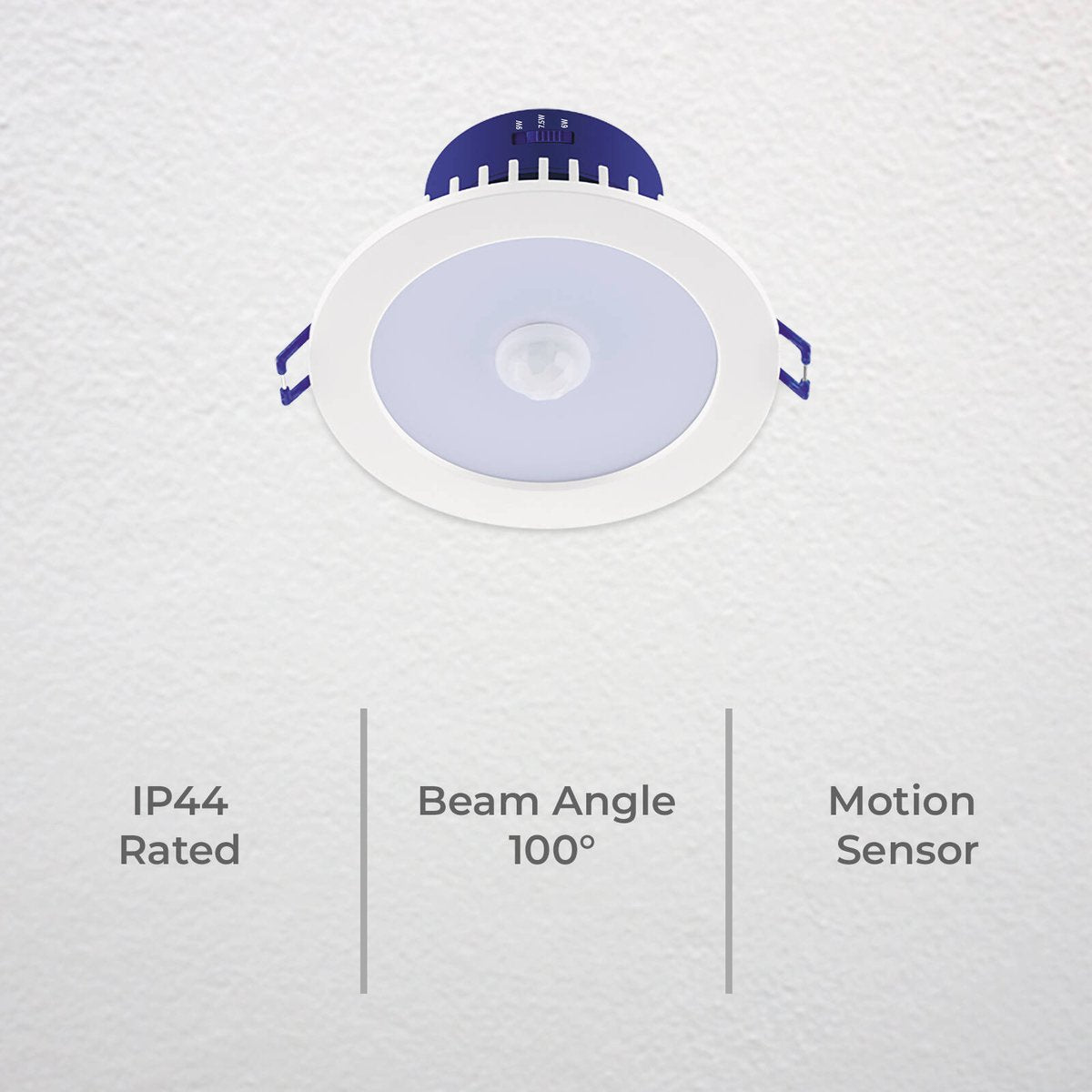 DETA 92mm MultiPower Tri-Colour Non-Dimmable PIR Sensor LED Downlight 240V DET750