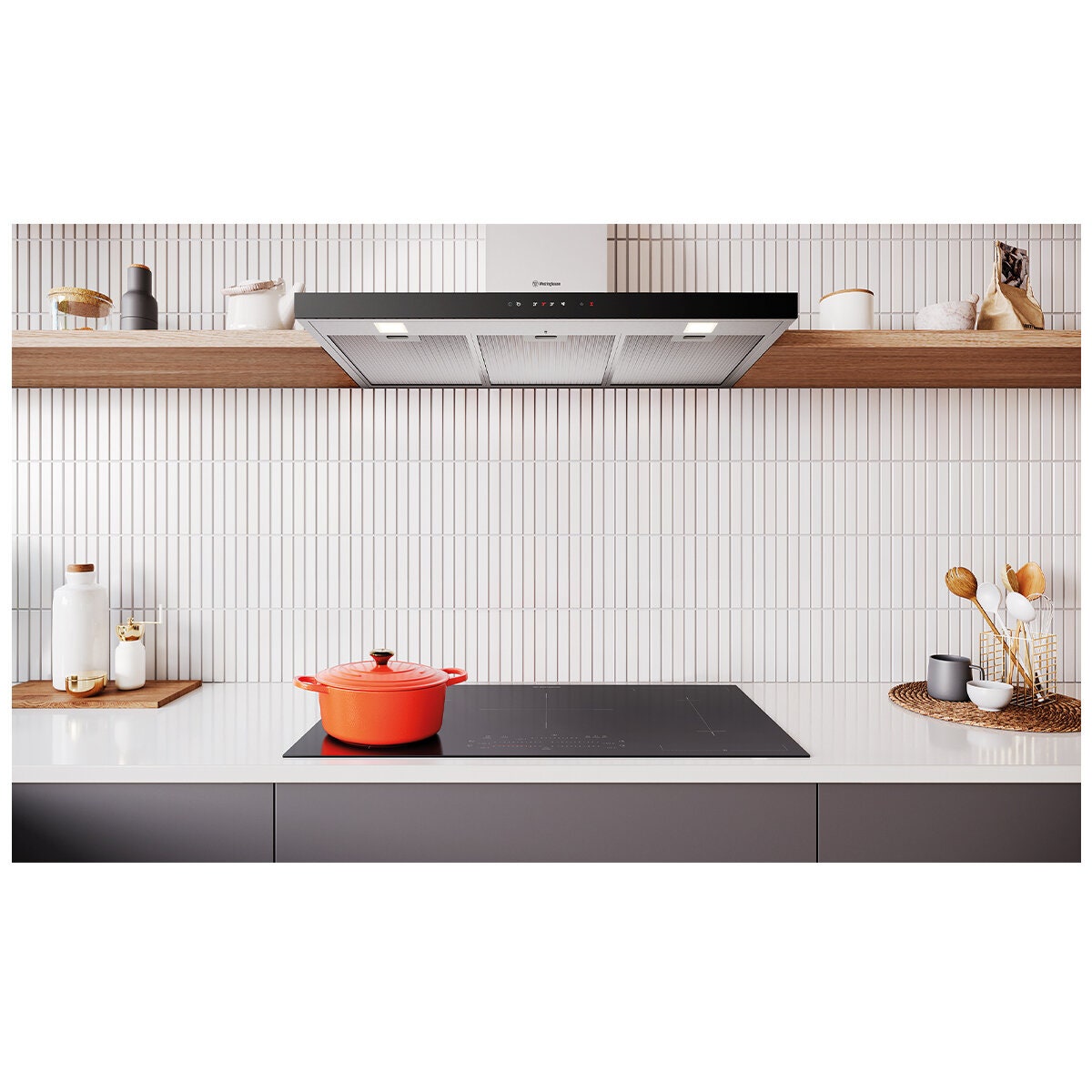 Westinghouse 90cm Canopy Rangehood with Hob2Hood - Mark Resistant Stainless Steel, 810m³/h - WRC924SD