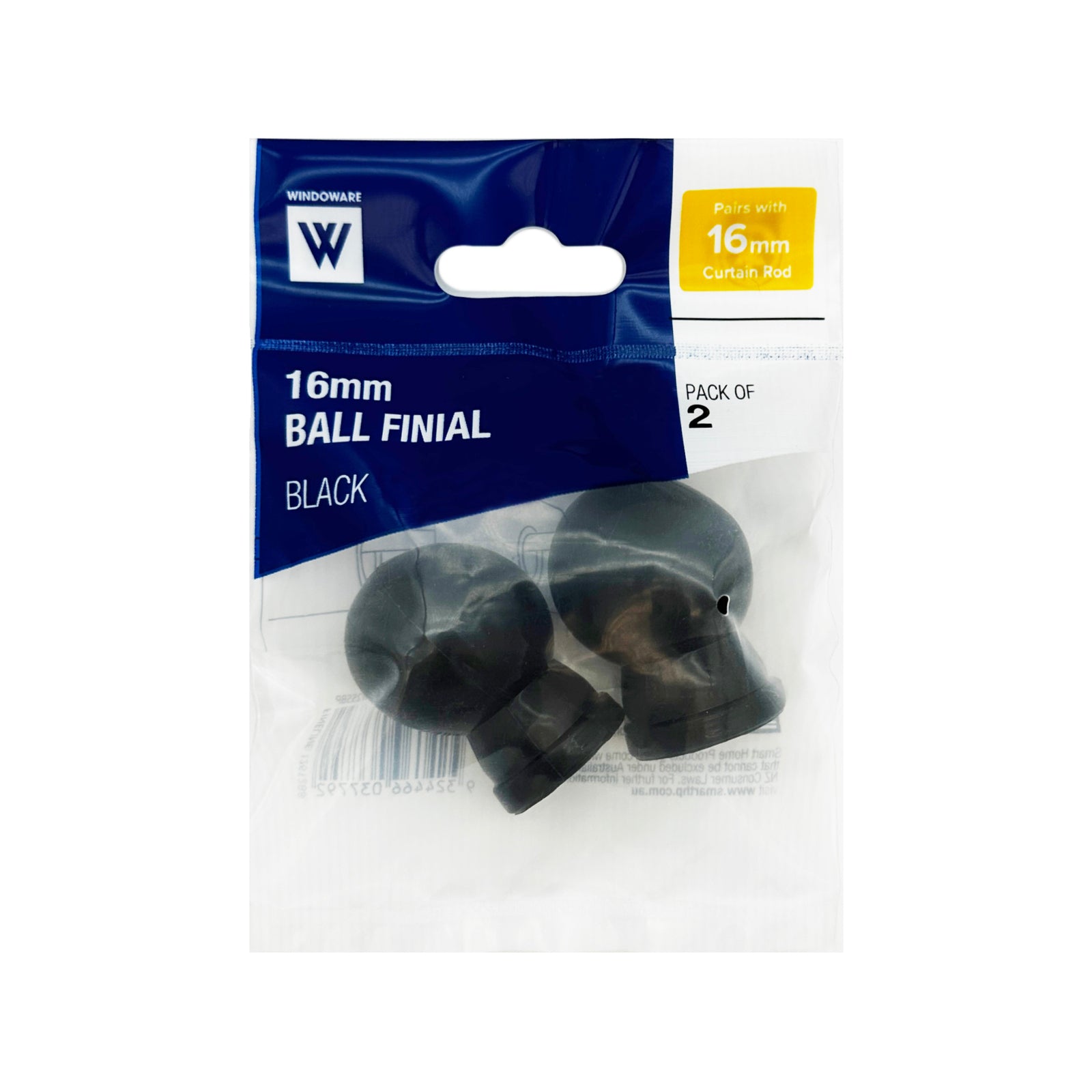 Windoware Black PVC Ball Finial - 2 Pack