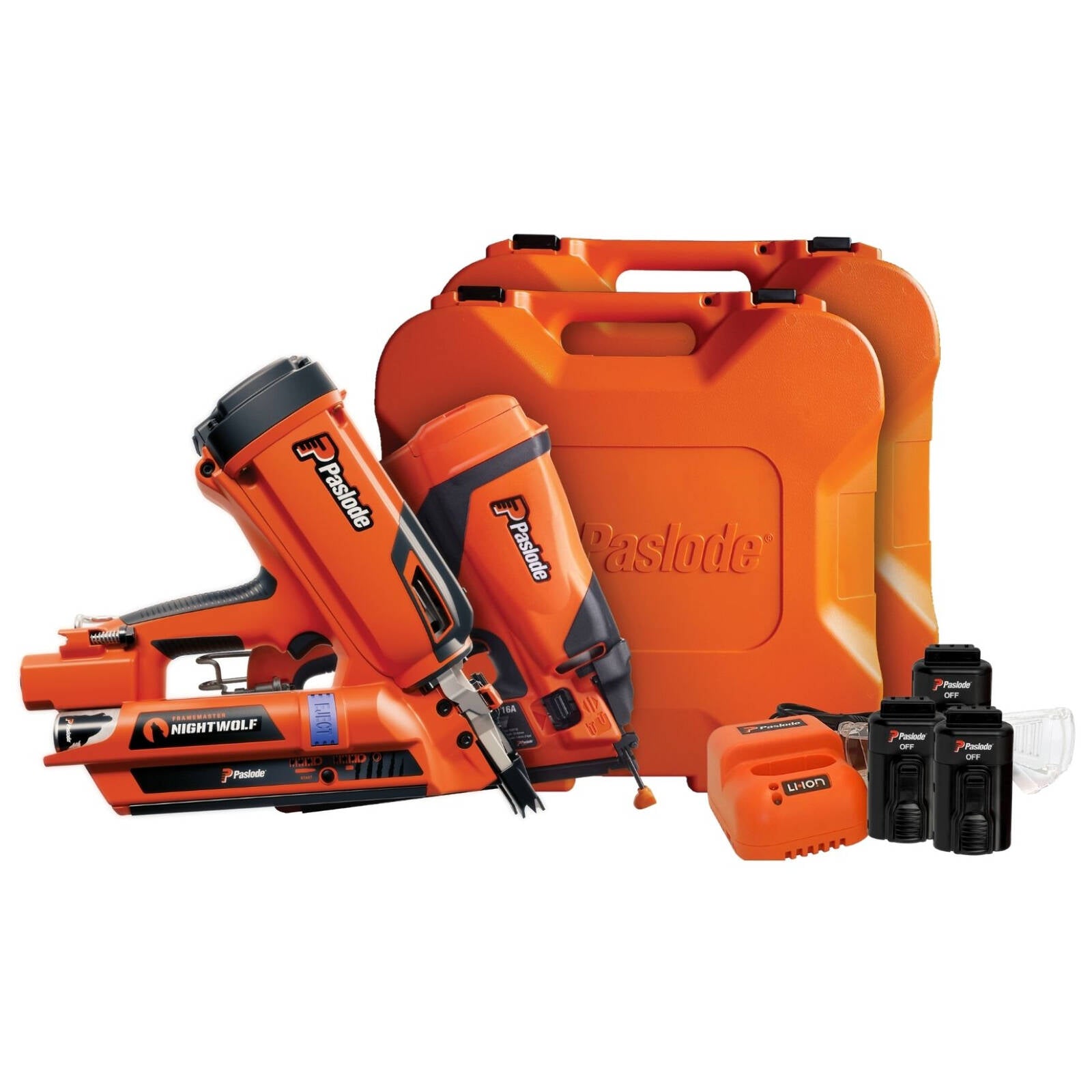 Paslode NightWolf FrameMaster & TrimMaster Angle Cordless Nailer Pair SNW0516