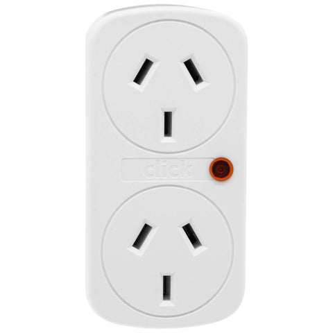 Click Vertical Double Adaptor Surge Protector - 2 Outlet
