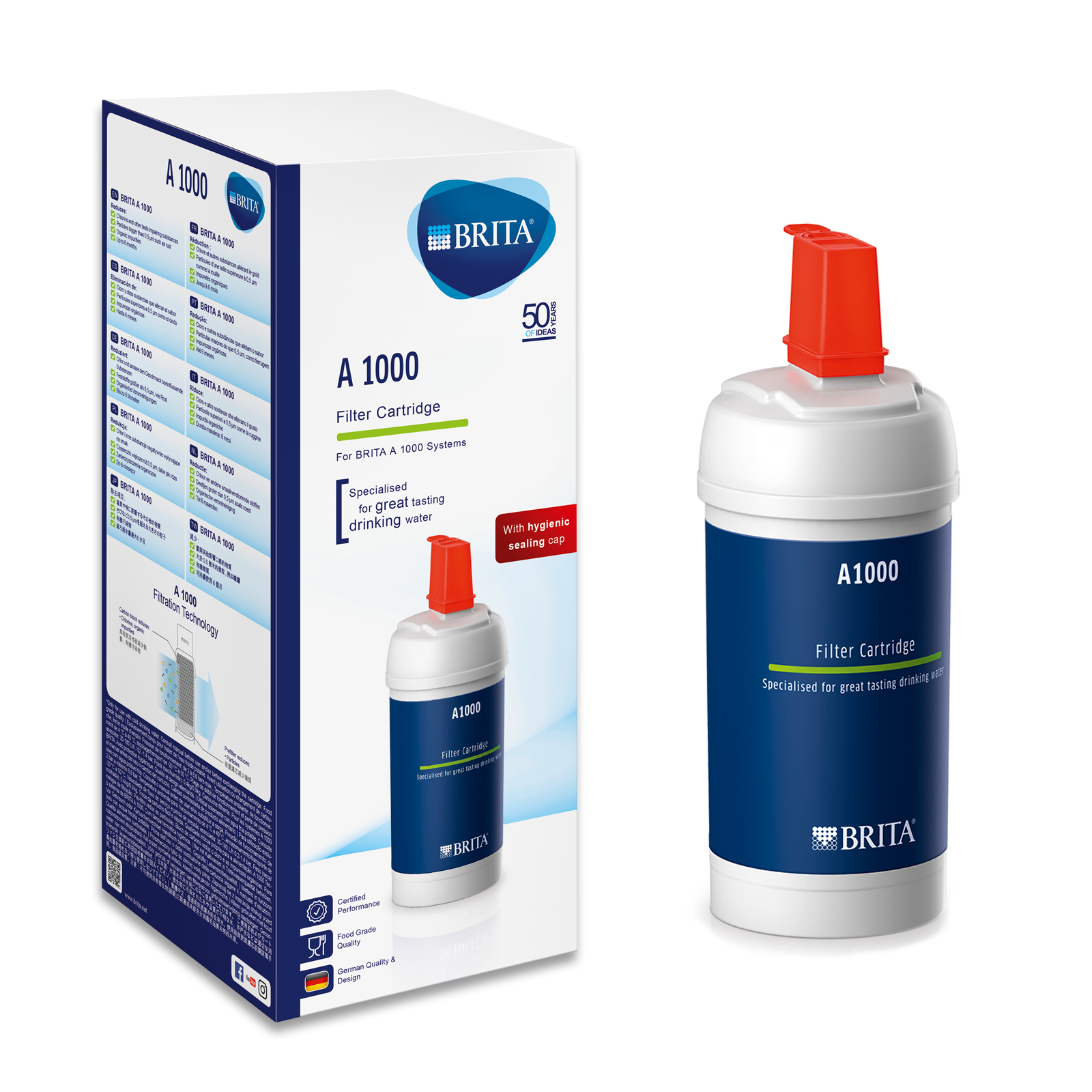 BRITA A1000 Undersink Water Filter, Polypropylene, Grey & White