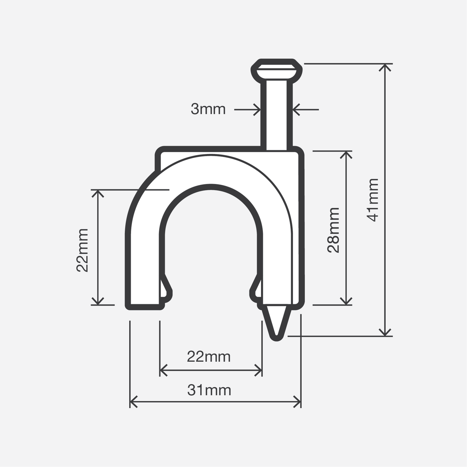 Holman 19mm Saddle Clip With Masonry Nail 10 Pack Black