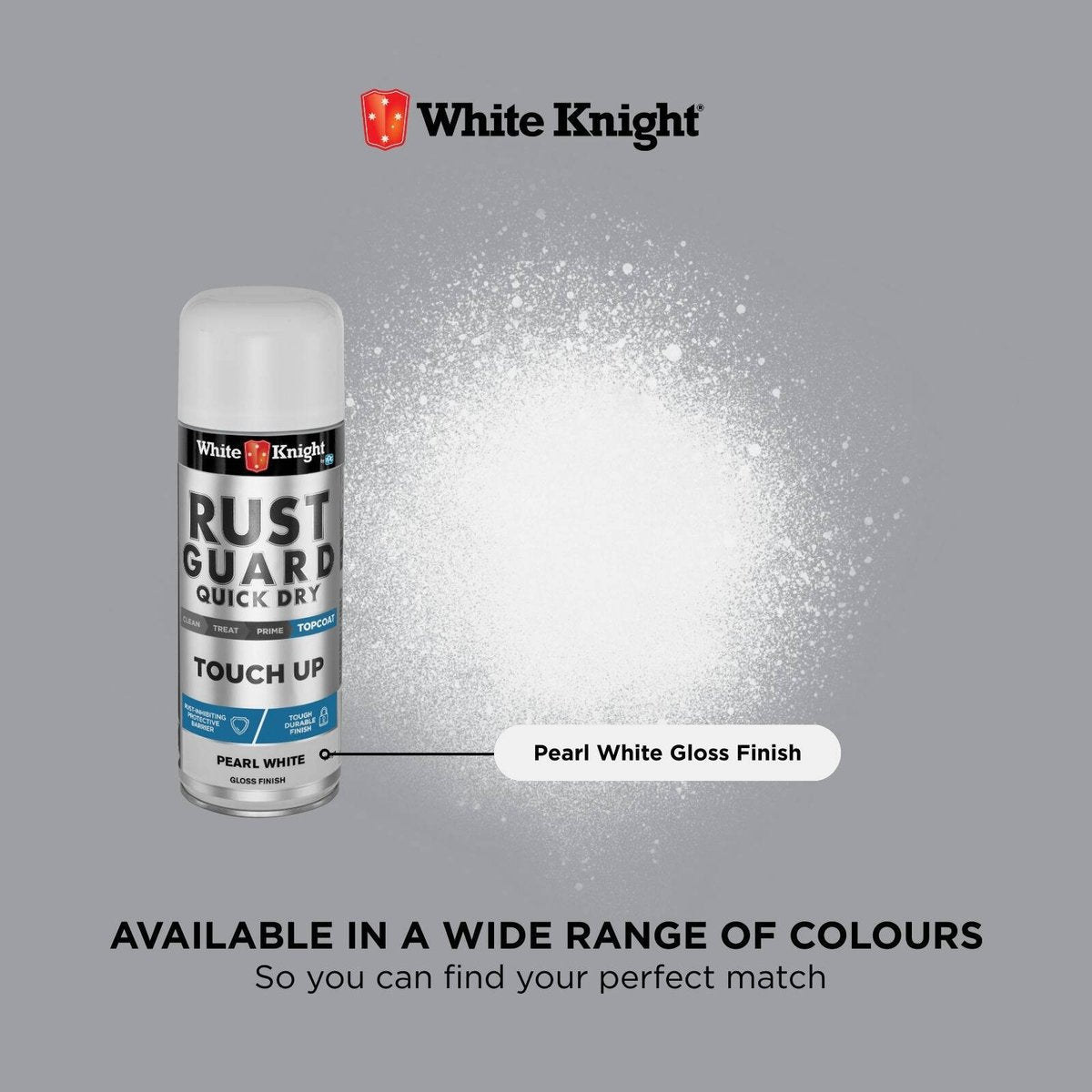 White Knight Rust Guard Pearl White Gloss Touch Up Spray Paint 300g