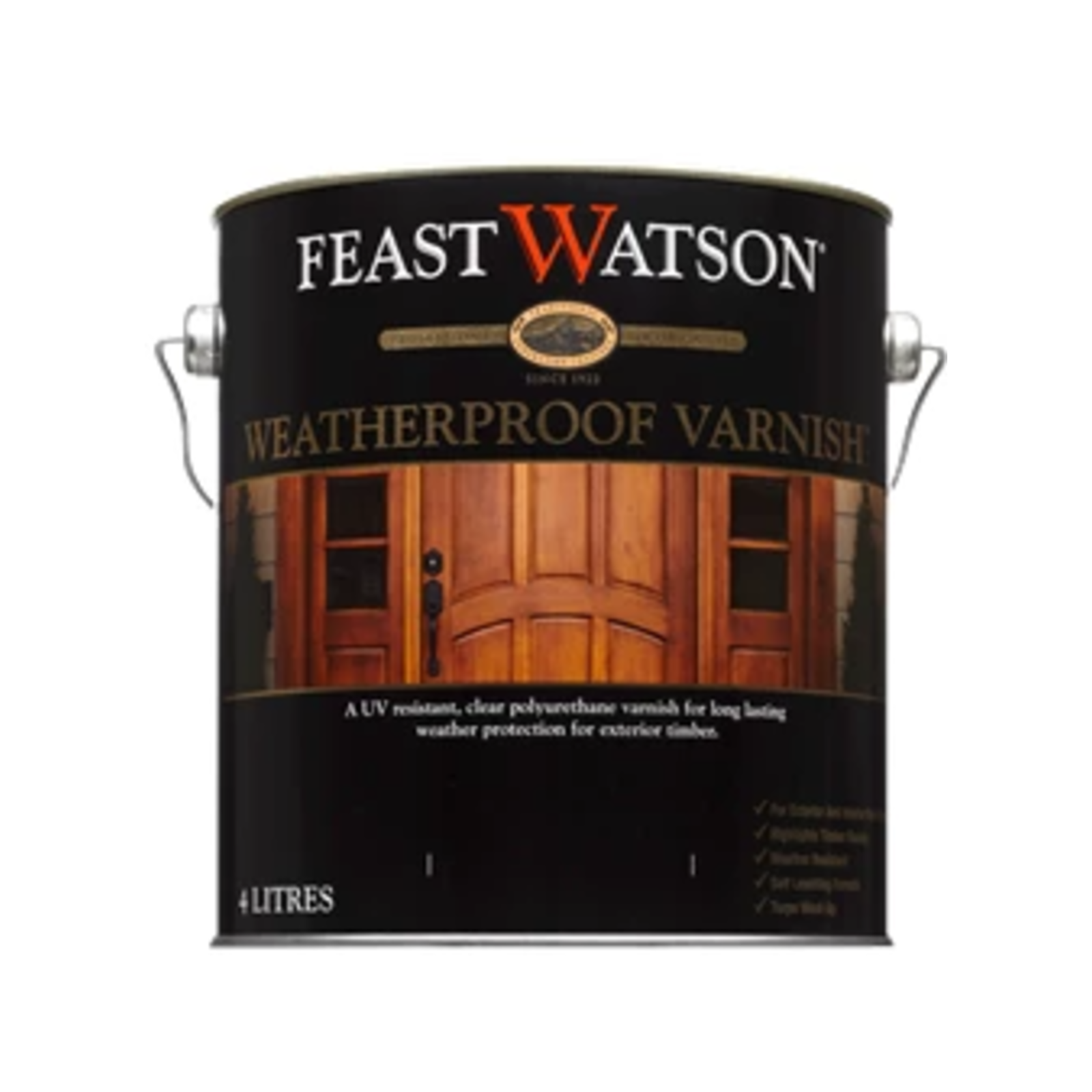 Feast Watson 4L Satin Clear Weatherproof Timber Varnish - Solvent Based, Exterior
