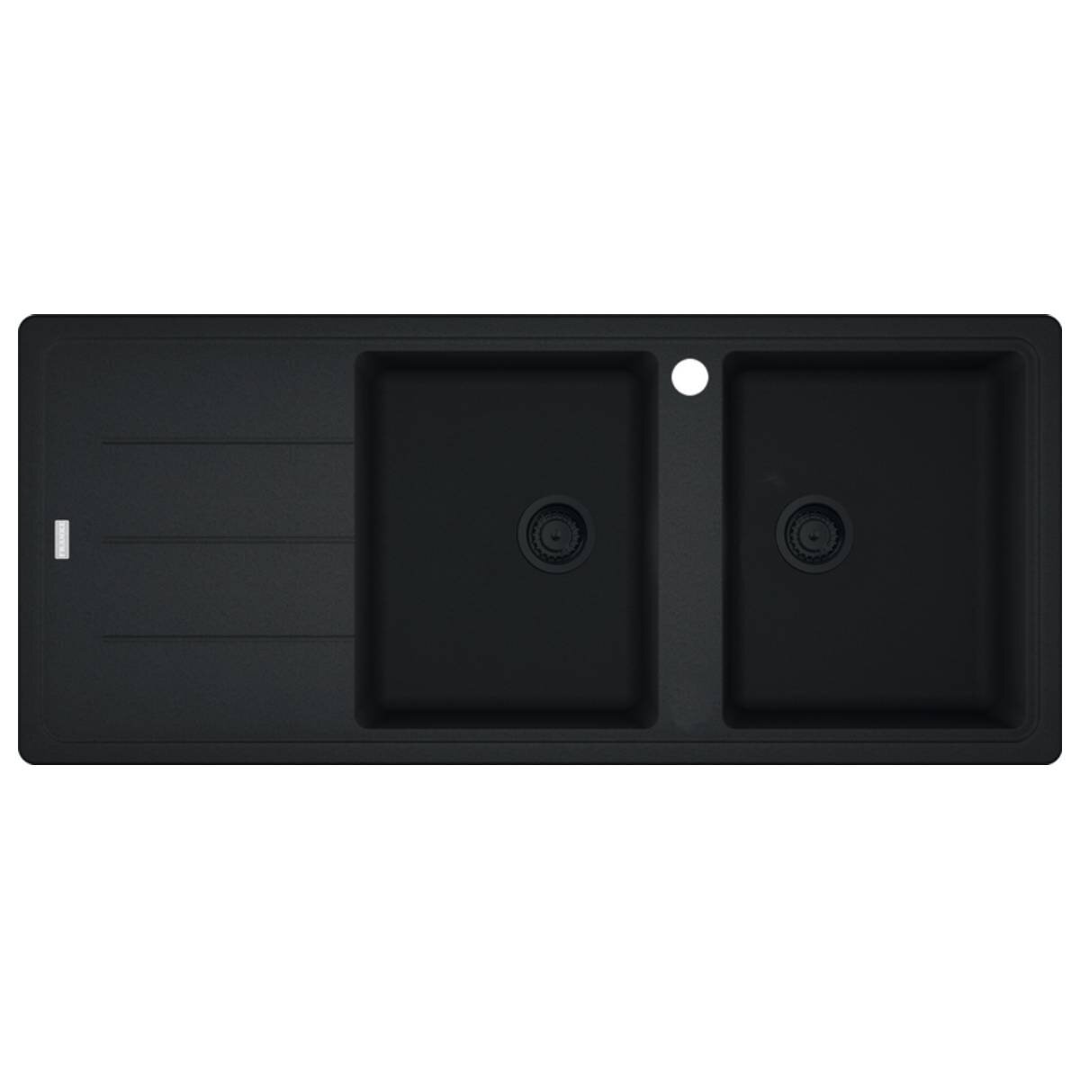 Franke Basis double bowl topmount sink - left hand drainer, Rollamat - Matte Black - BFG621MBLHD