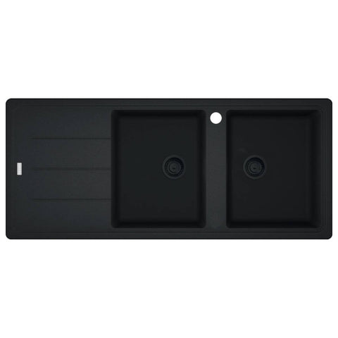 Franke Basis double bowl topmount sink - left hand drainer - Matte Black Fragranite - BFG621MBLHD-B