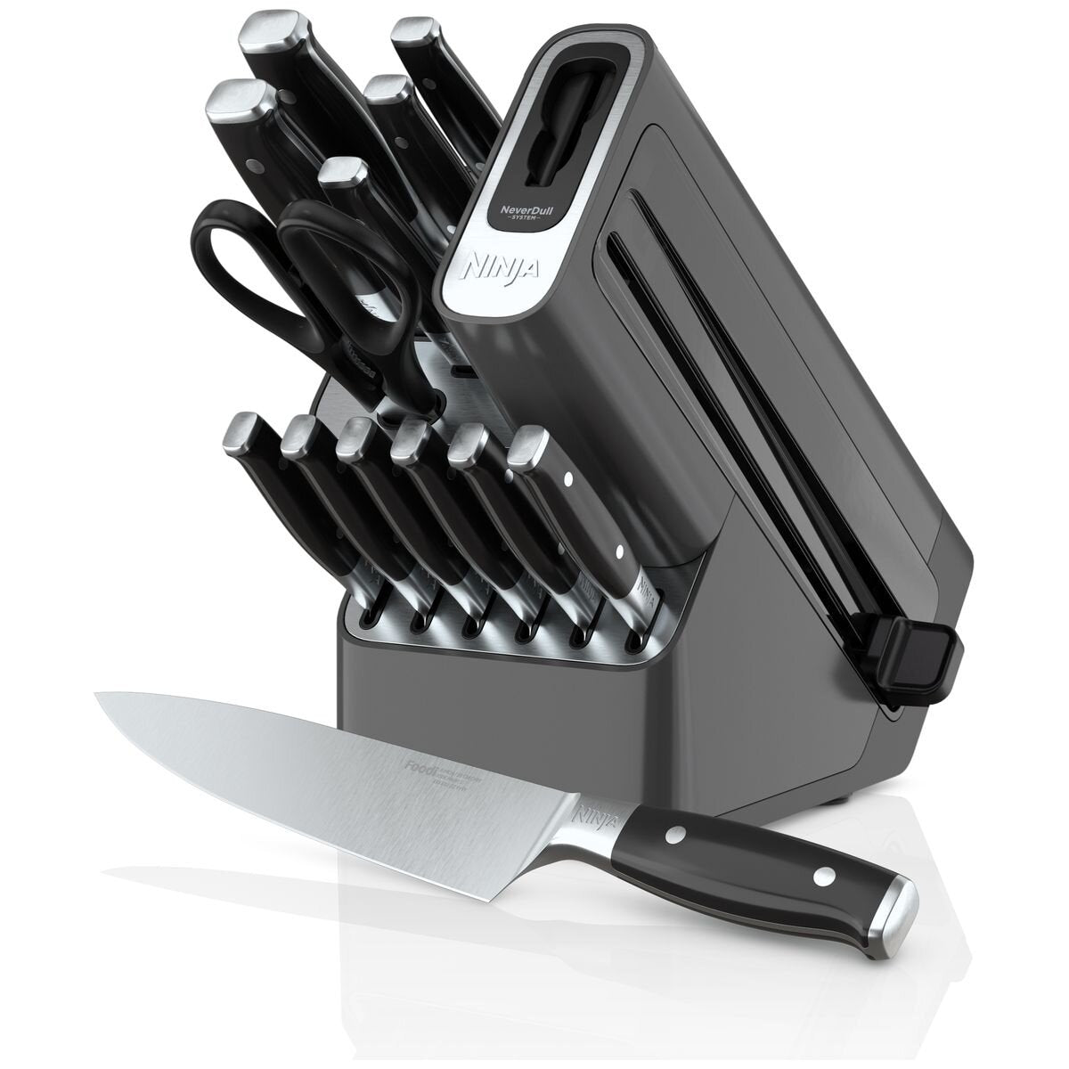 Ninja Foodi NeverDull Premium 13 Piece Knife Block Set - Steak Knives, Shears, Built-In Sharpener - K32013