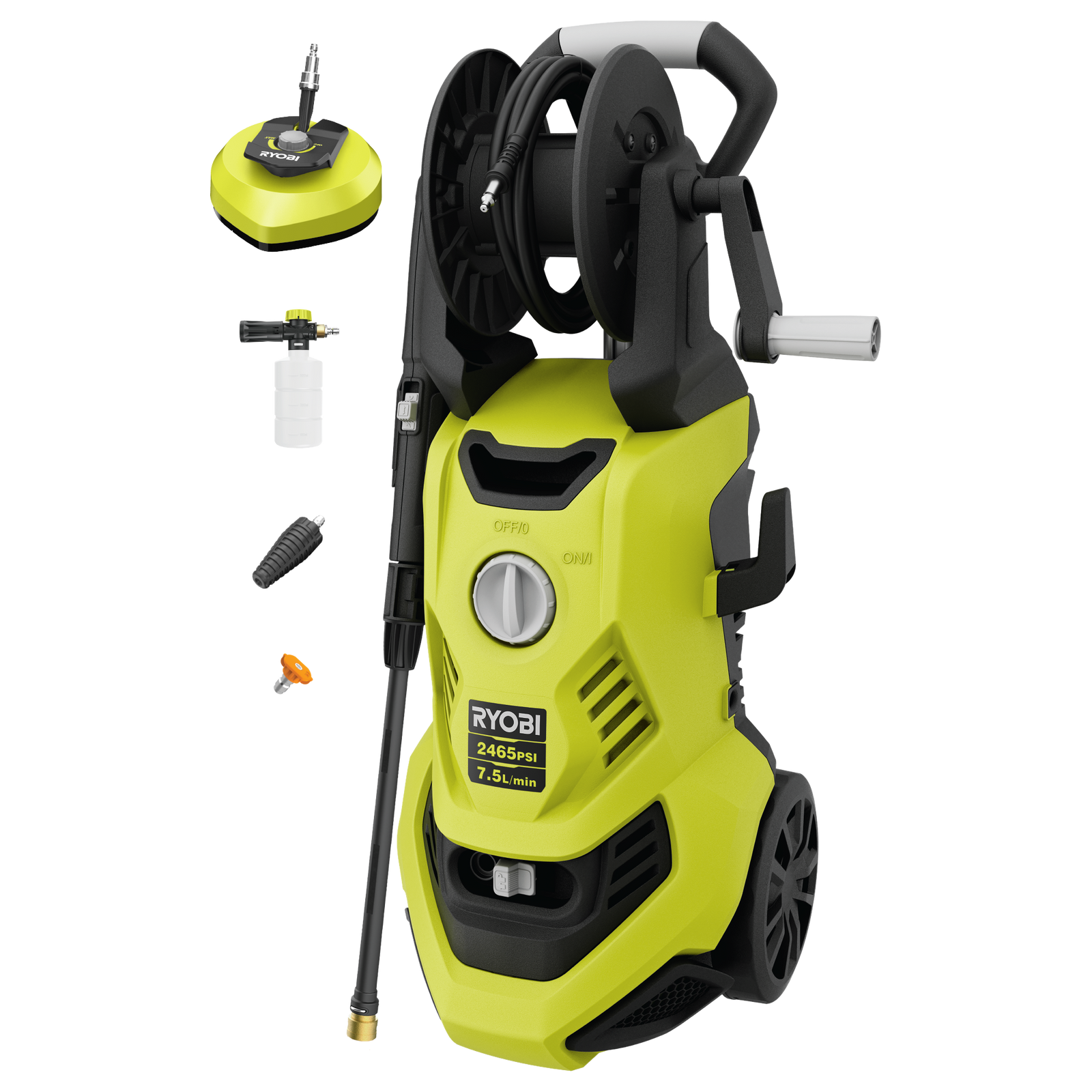 Ryobi 2465 PSI High Pressure Washer 7L/min with Integrated Wheels