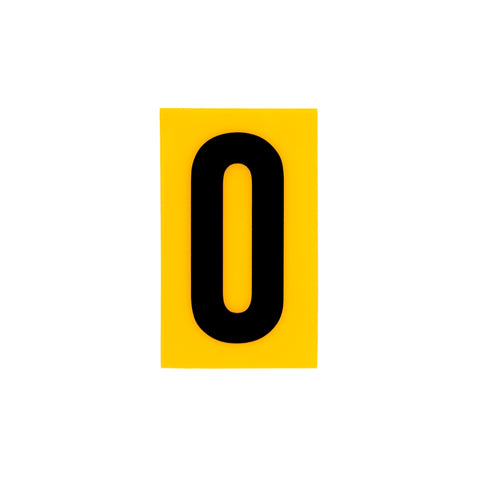 Sandleford 60mm Yellow Self Adhesive House Number 0 - Gloss Weather Resistant